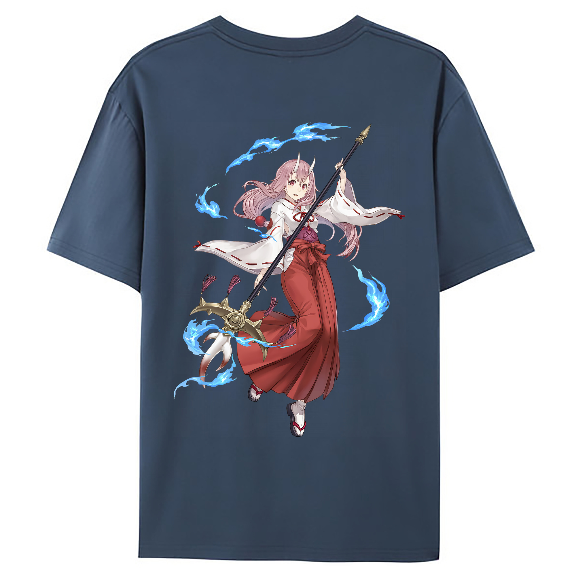 （画像用） 転スラ Regarding Reincarnated to Slime 綿100％ メンズ半袖Tシャツ（バックプリント） 通気性