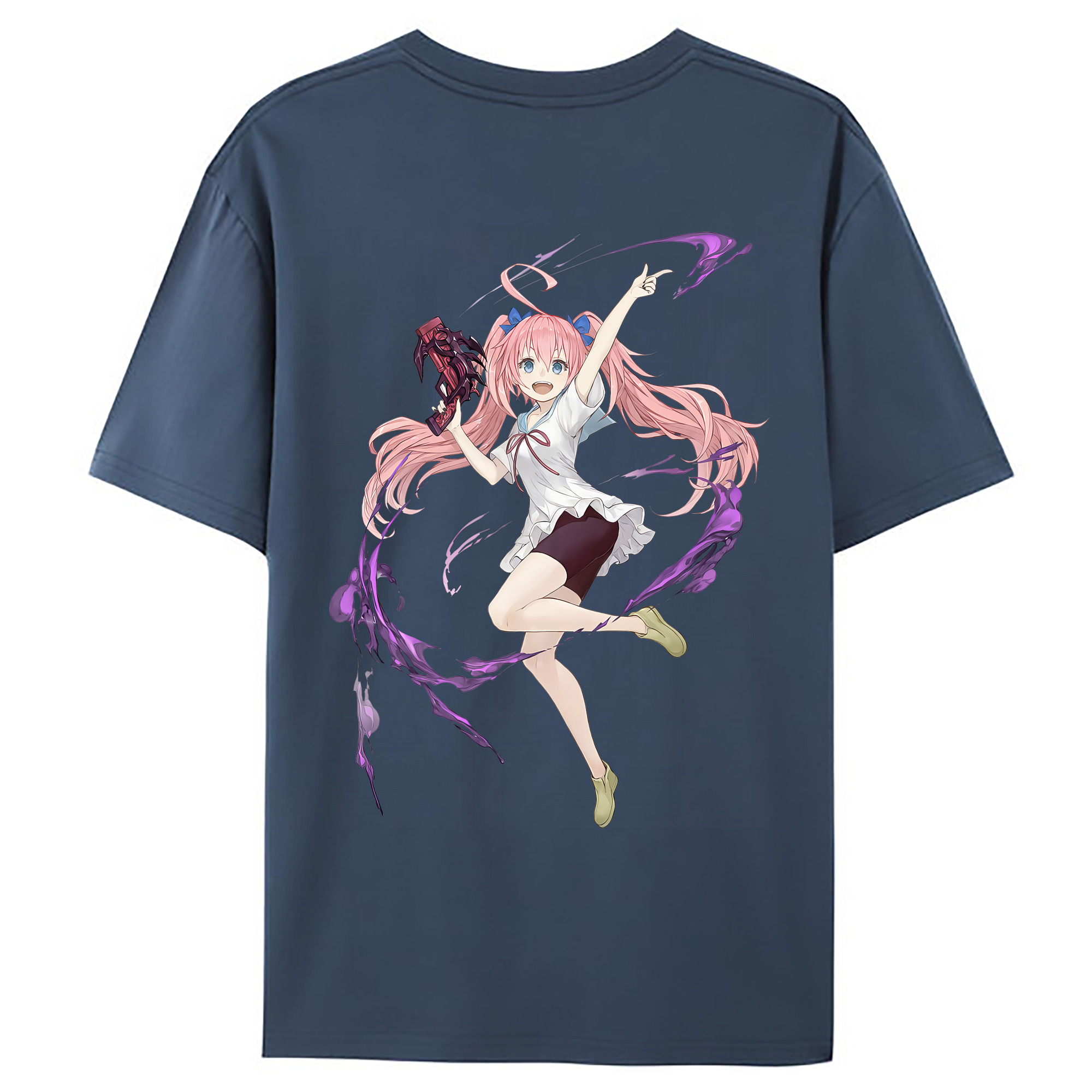 （画像用） 転スラ Regarding Reincarnated to Slime 綿100％ メンズ半袖Tシャツ（バックプリント） 通気性