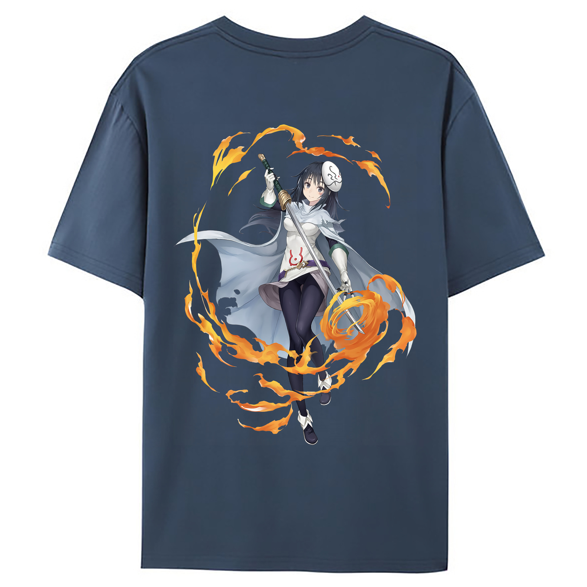 （画像用） 転スラ Regarding Reincarnated to Slime 綿100％ メンズ半袖Tシャツ（バックプリント） 通気性