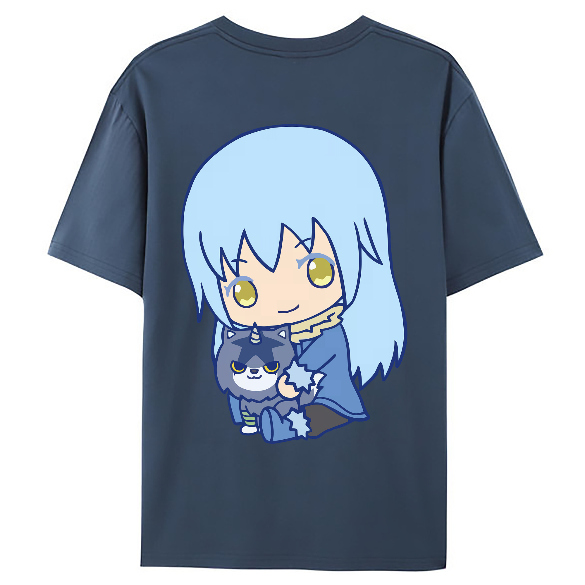 （画像用） 転スラ Regarding Reincarnated to Slime 綿100％ メンズ半袖Tシャツ（バックプリント） 通気性