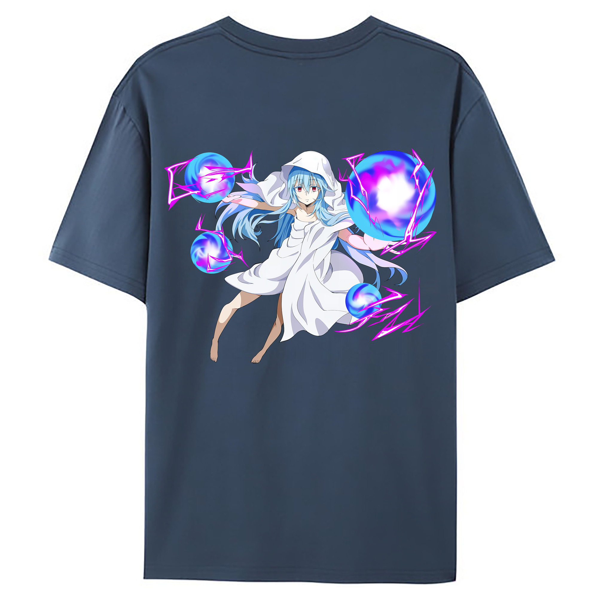 （画像用） 転スラ Regarding Reincarnated to Slime 綿100％ メンズ半袖Tシャツ（バックプリント） 通気性