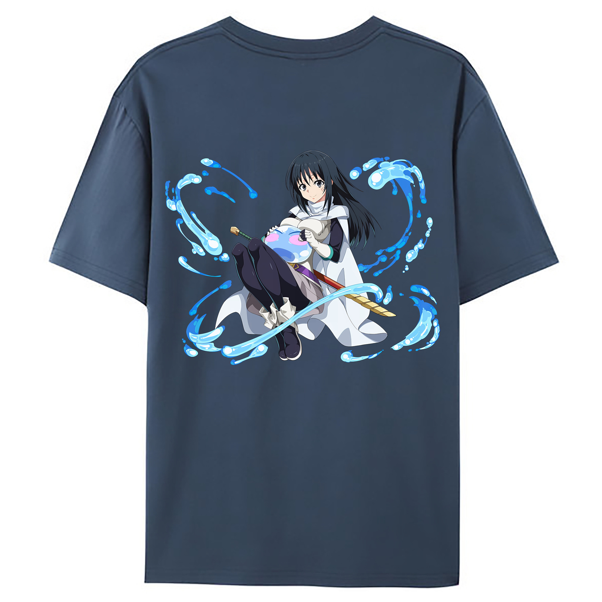 （画像用） 転スラ Regarding Reincarnated to Slime 綿100％ メンズ半袖Tシャツ（バックプリント） 通気性