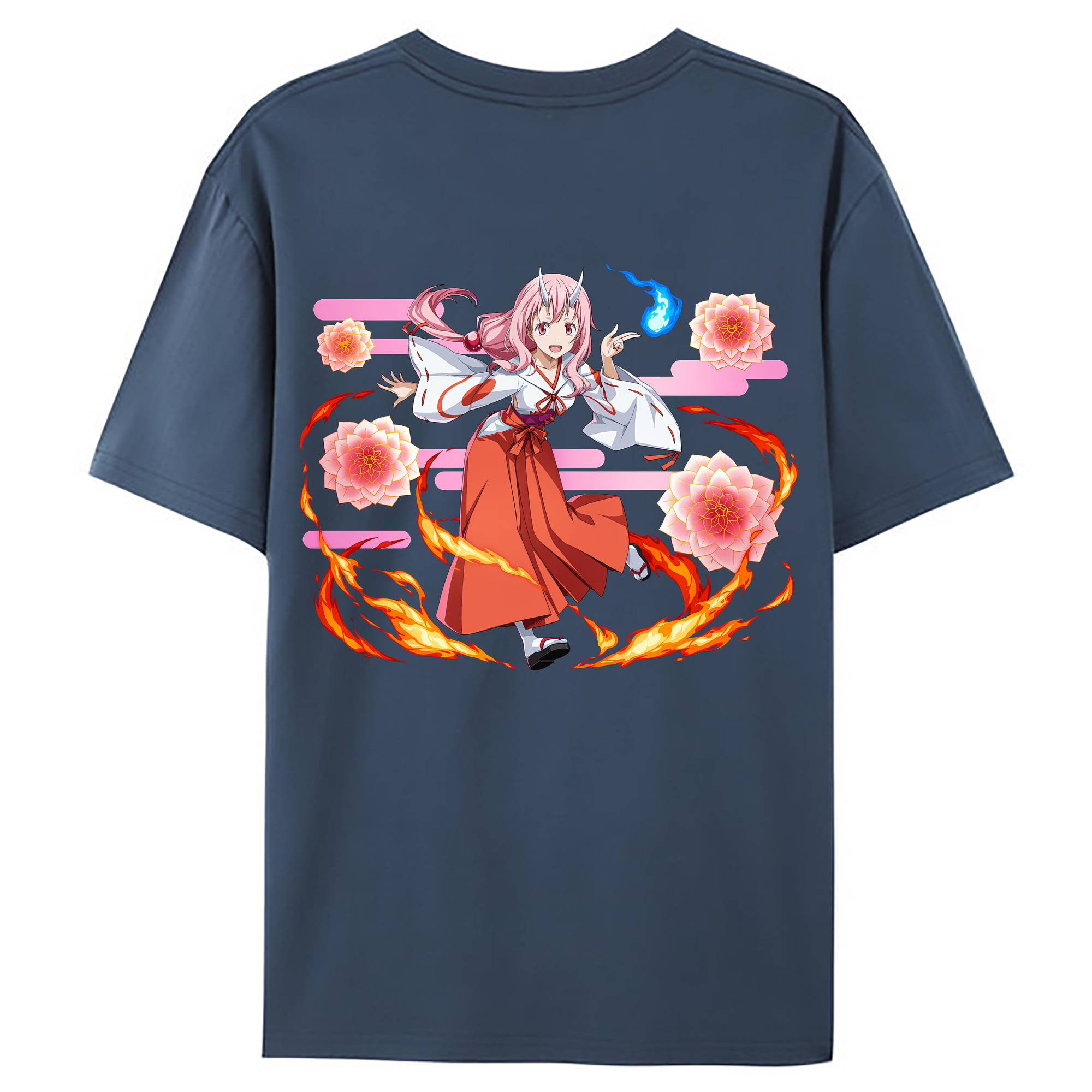 （画像用） 転スラ Regarding Reincarnated to Slime 綿100％ メンズ半袖Tシャツ（バックプリント） 通気性