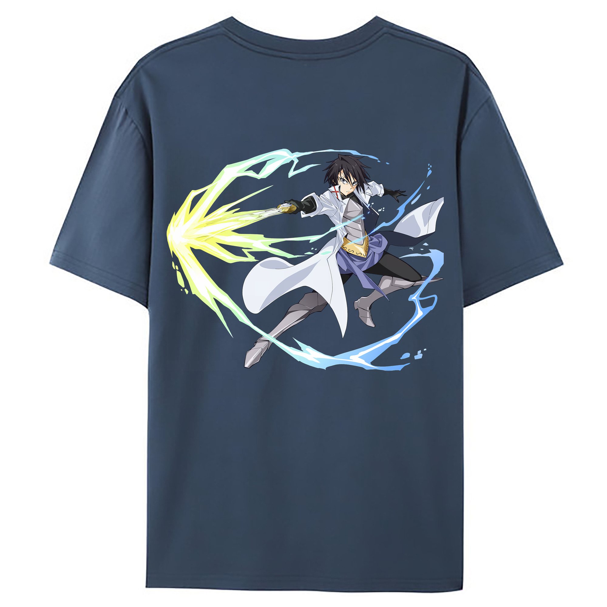 （画像用） 転スラ Regarding Reincarnated to Slime 綿100％ メンズ半袖Tシャツ（バックプリント） 通気性