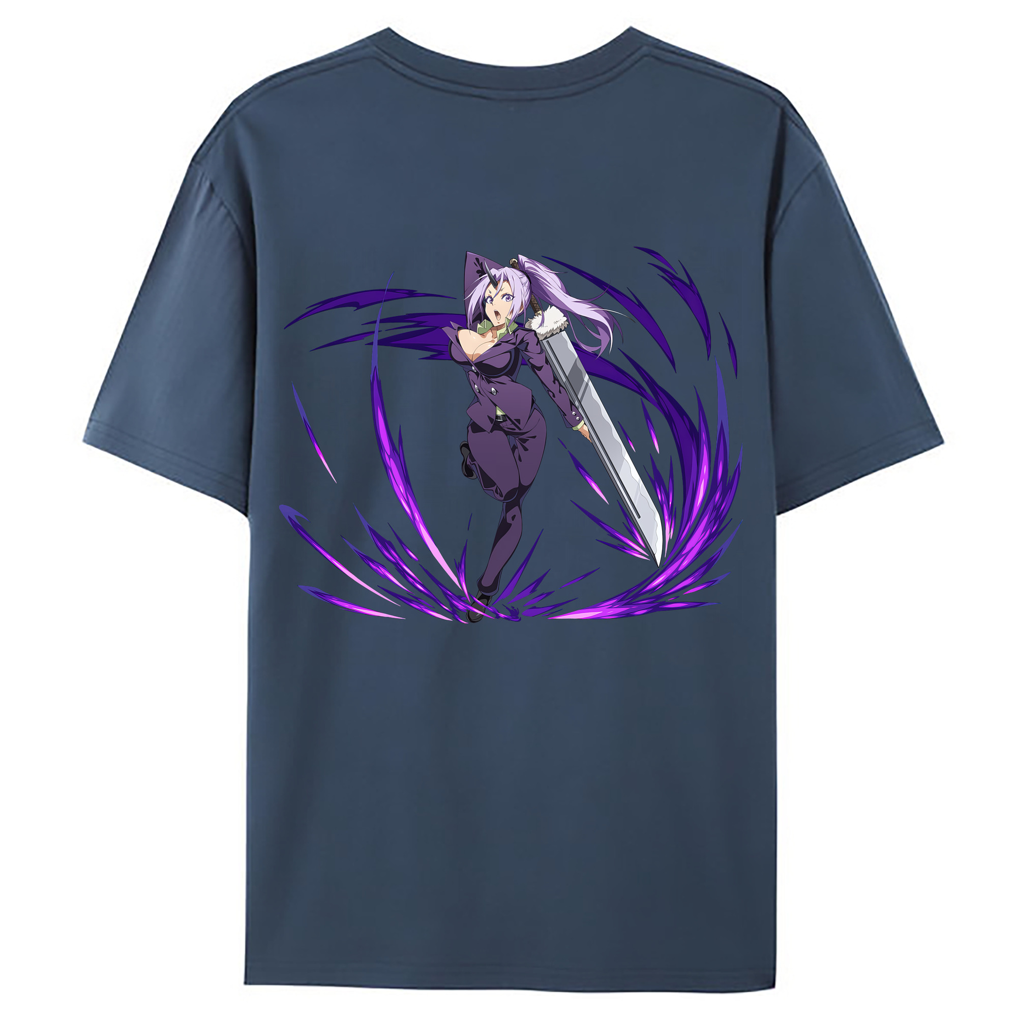 （画像用） 転スラ Regarding Reincarnated to Slime 綿100％ メンズ半袖Tシャツ（バックプリント） 通気性