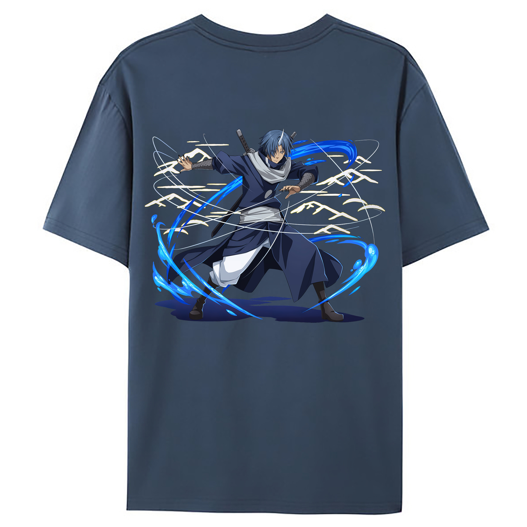（画像用） 転スラ Regarding Reincarnated to Slime 綿100％ メンズ半袖Tシャツ（バックプリント） 通気性