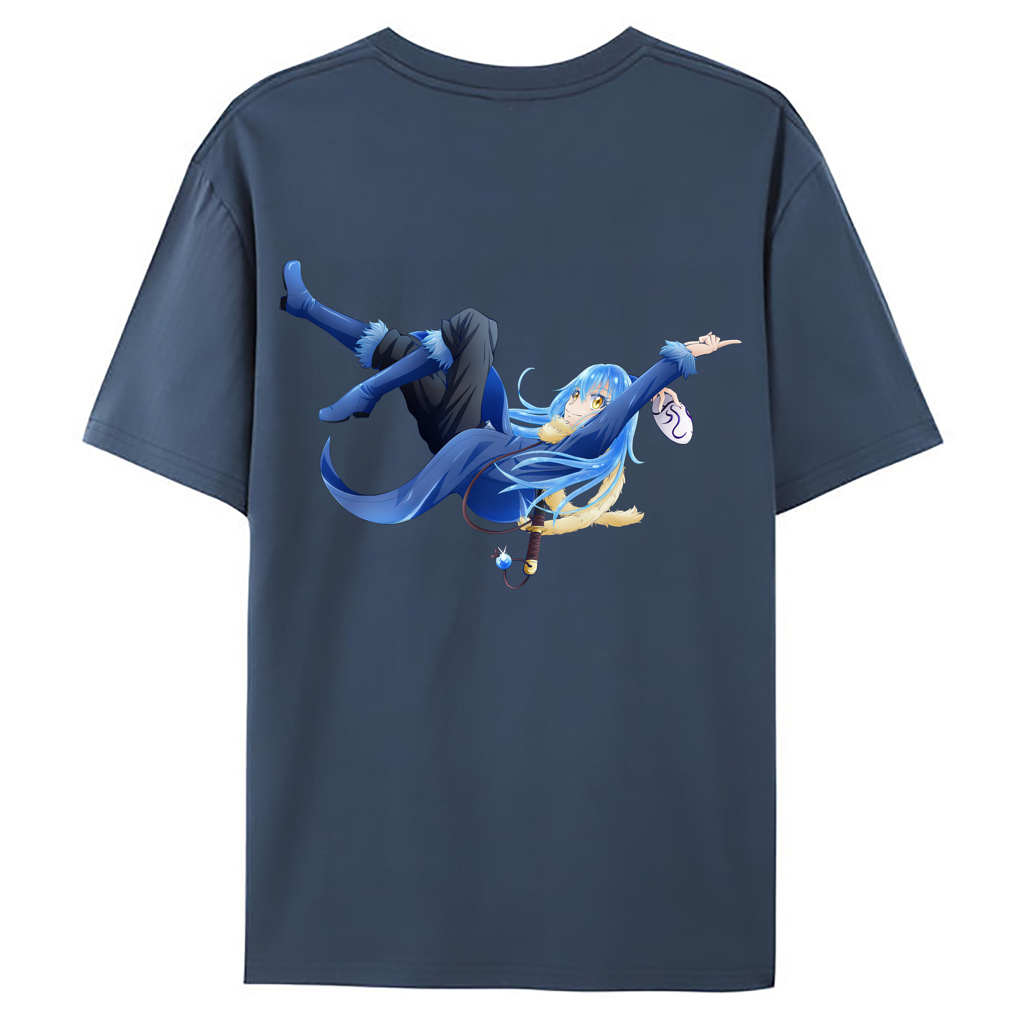 （画像用） 転スラ Regarding Reincarnated to Slime 綿100％ メンズ半袖Tシャツ（バックプリント） 通気性