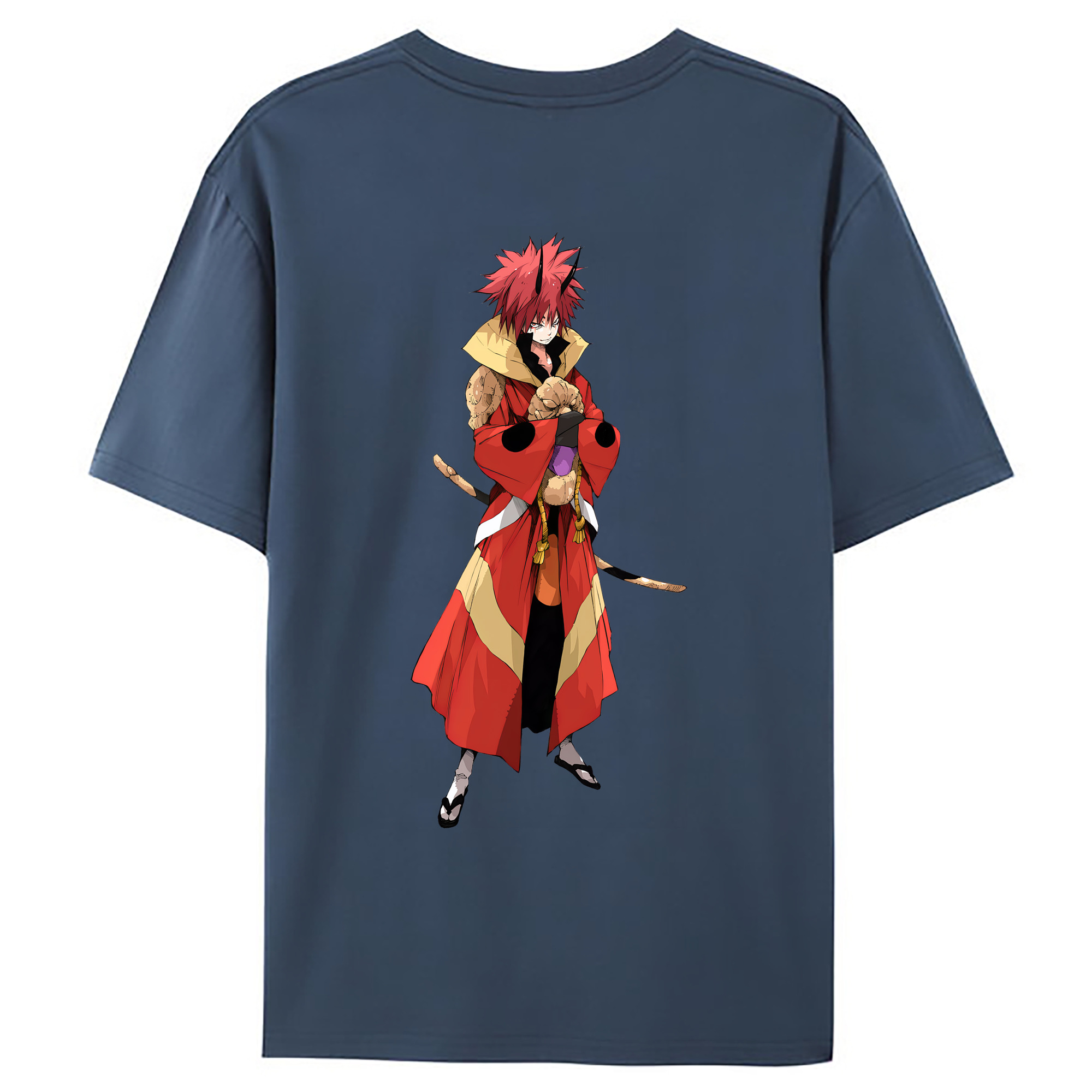 （画像用） 転スラ Regarding Reincarnated to Slime 綿100％ メンズ半袖Tシャツ（バックプリント） 通気性