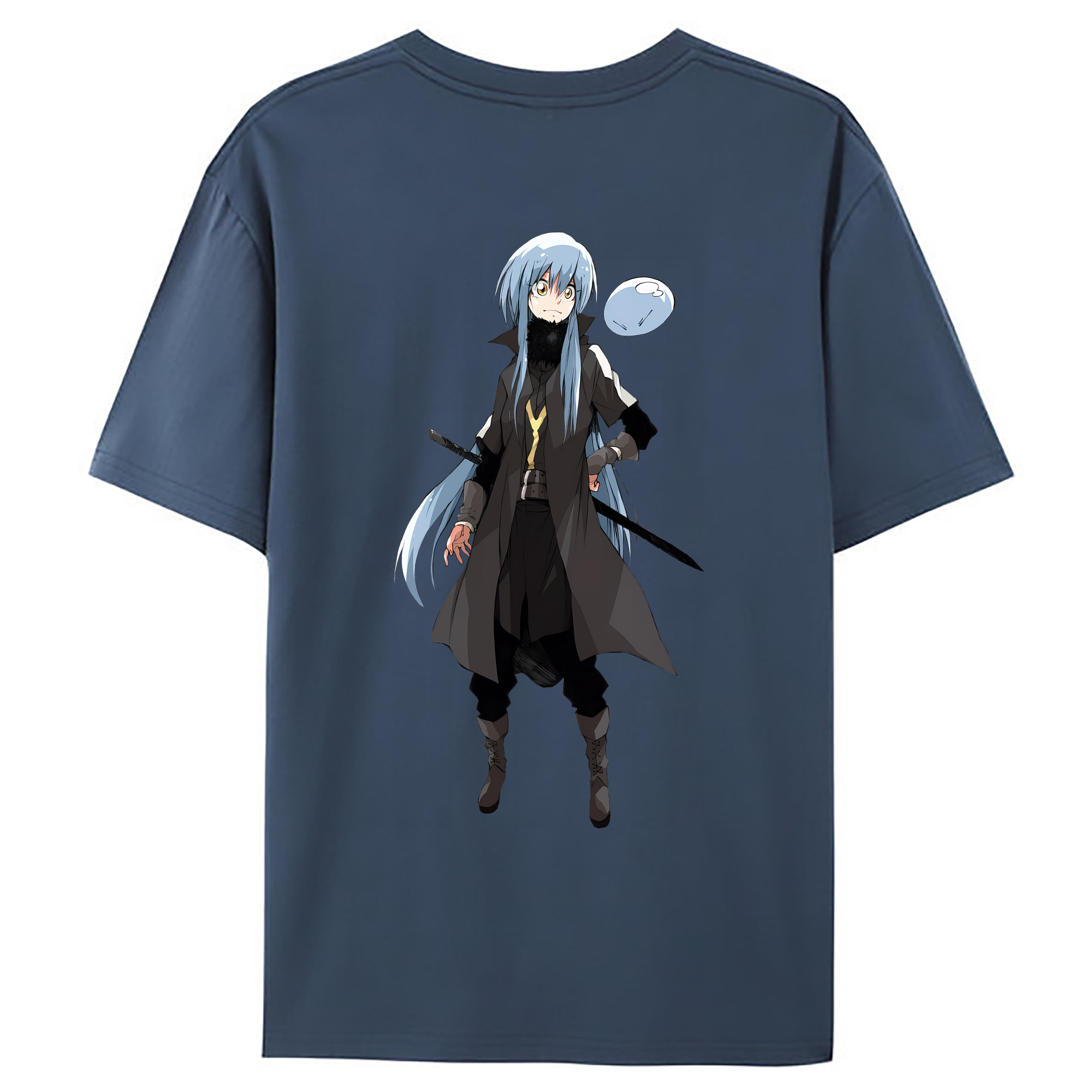 （画像用） 転スラ Regarding Reincarnated to Slime 綿100％ メンズ半袖Tシャツ（バックプリント） 通気性