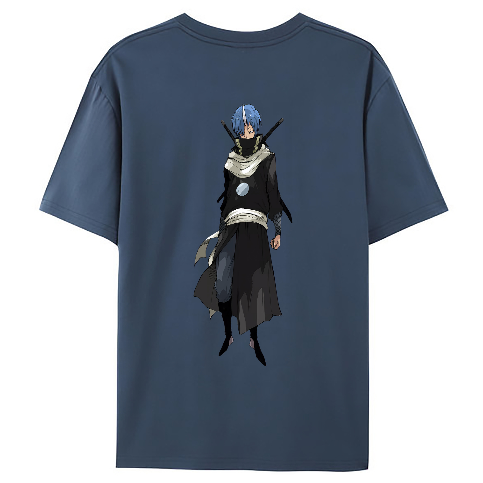 （画像用） 転スラ Regarding Reincarnated to Slime 綿100％ メンズ半袖Tシャツ（バックプリント） 通気性