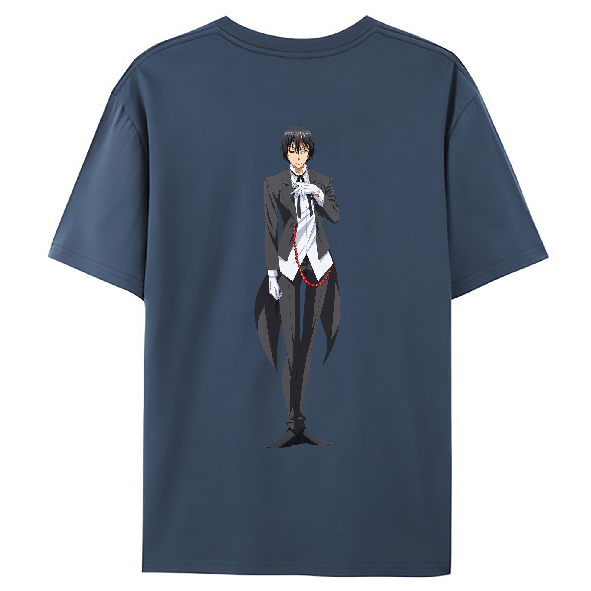 （画像用） 転スラ Regarding Reincarnated to Slime 綿100％ メンズ半袖Tシャツ（バックプリント） 通気性