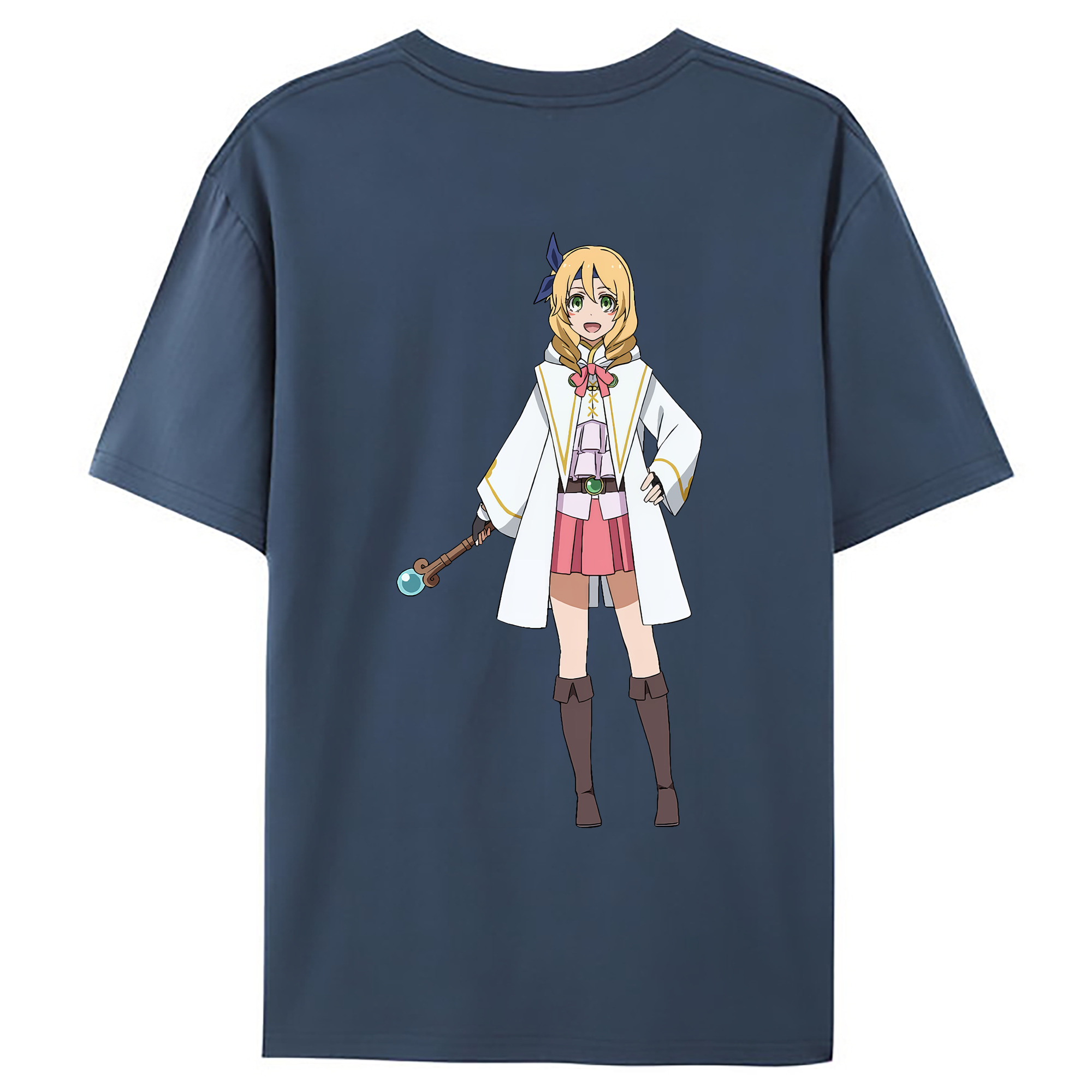 （画像用） 転スラ Regarding Reincarnated to Slime 綿100％ メンズ半袖Tシャツ（バックプリント） 通気性