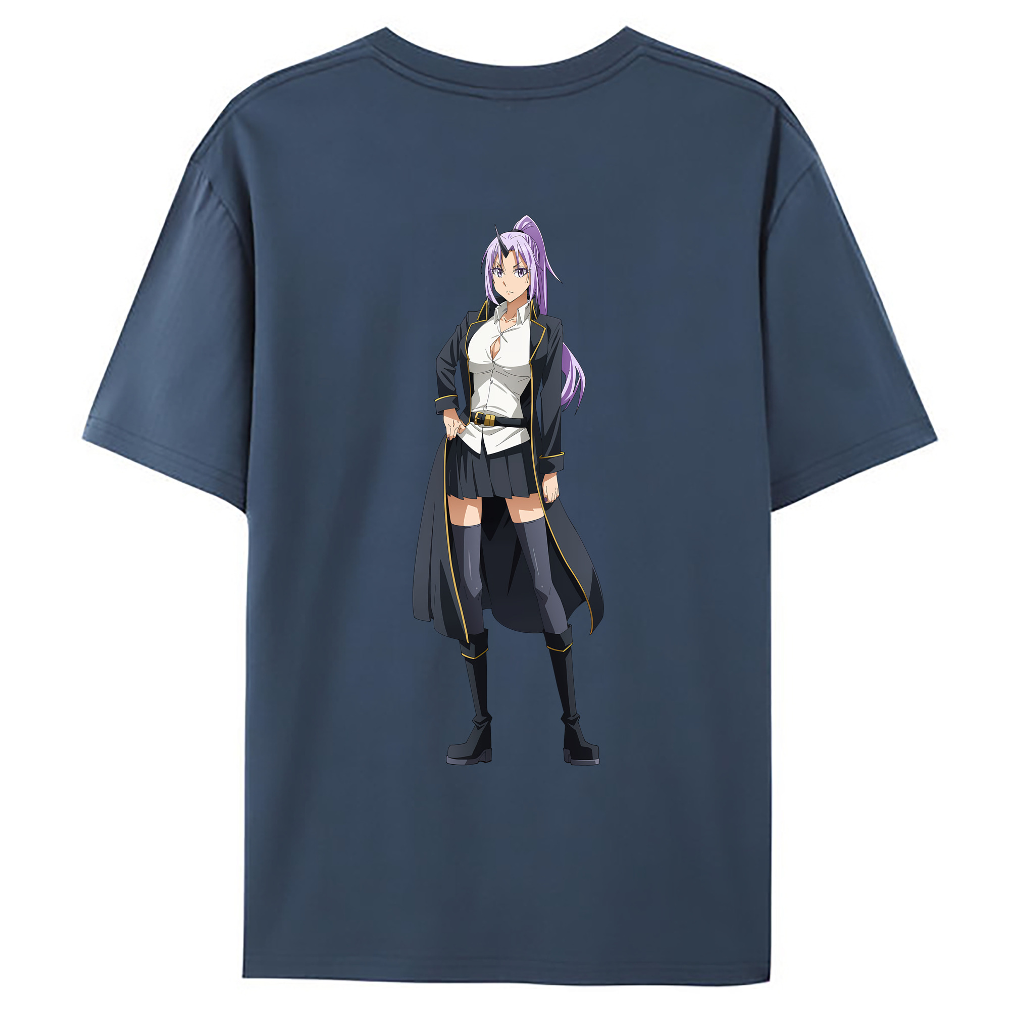 （画像用） 転スラ Regarding Reincarnated to Slime 綿100％ メンズ半袖Tシャツ（バックプリント） 通気性