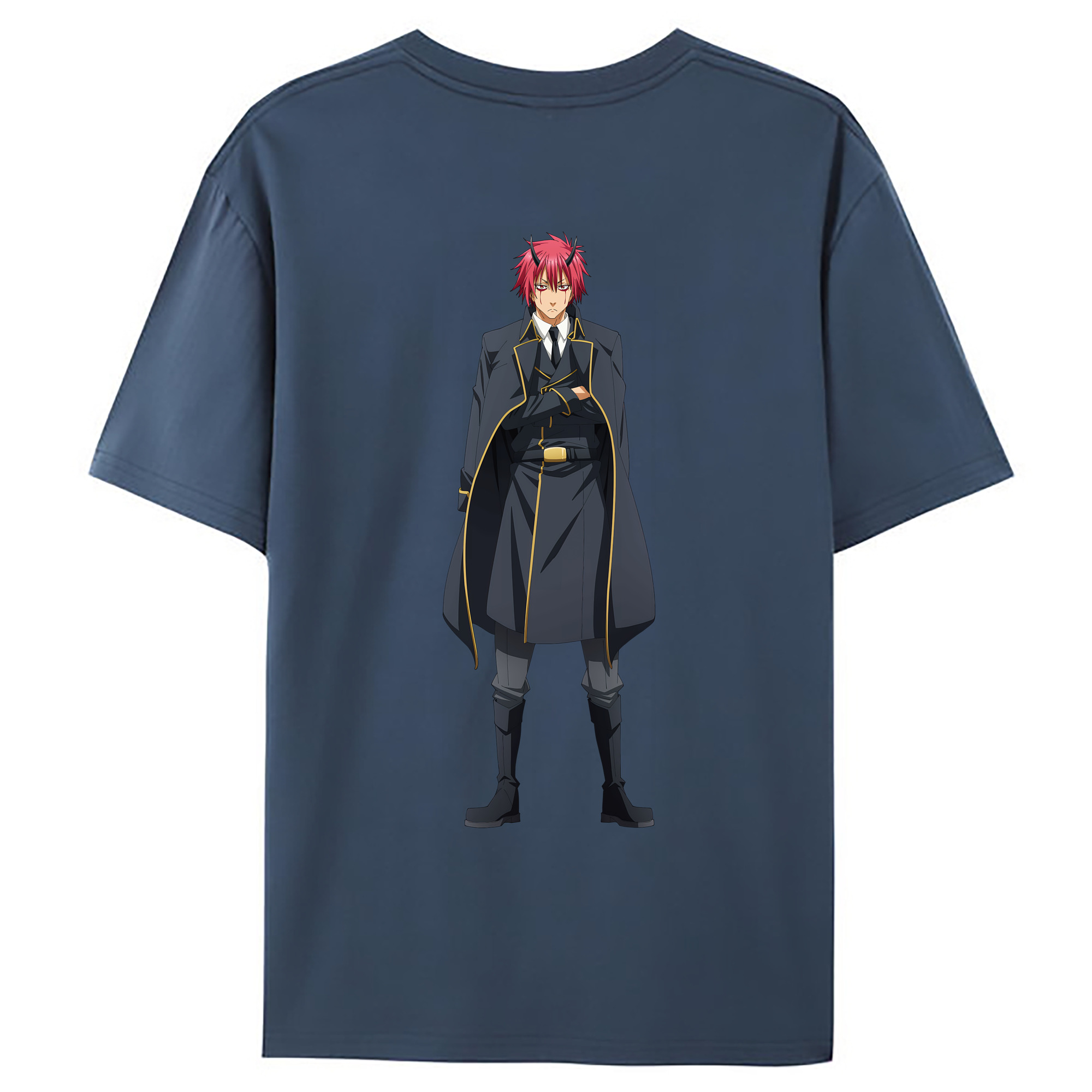 （画像用） 転スラ Regarding Reincarnated to Slime 綿100％ メンズ半袖Tシャツ（バックプリント） 通気性