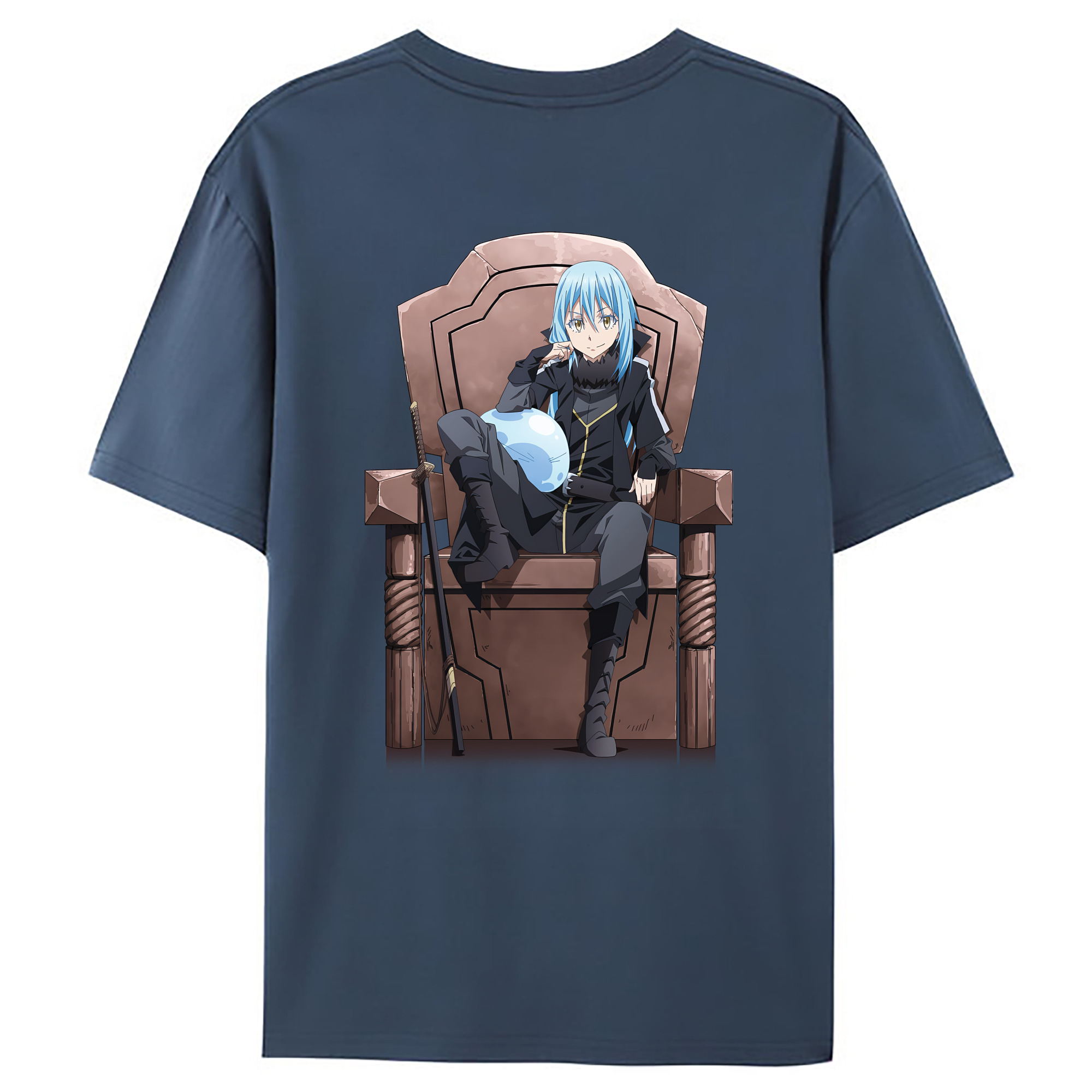 （画像用） 転スラ Regarding Reincarnated to Slime 綿100％ メンズ半袖Tシャツ（バックプリント） 通気性