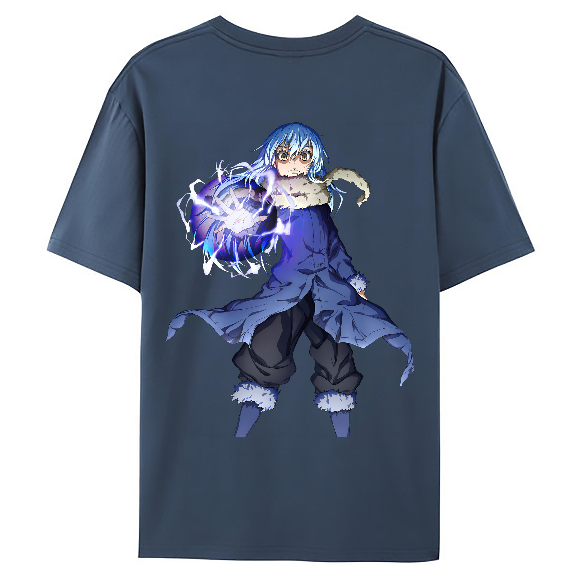 （画像用） 転スラ Regarding Reincarnated to Slime 綿100％ メンズ半袖Tシャツ（バックプリント） 通気性