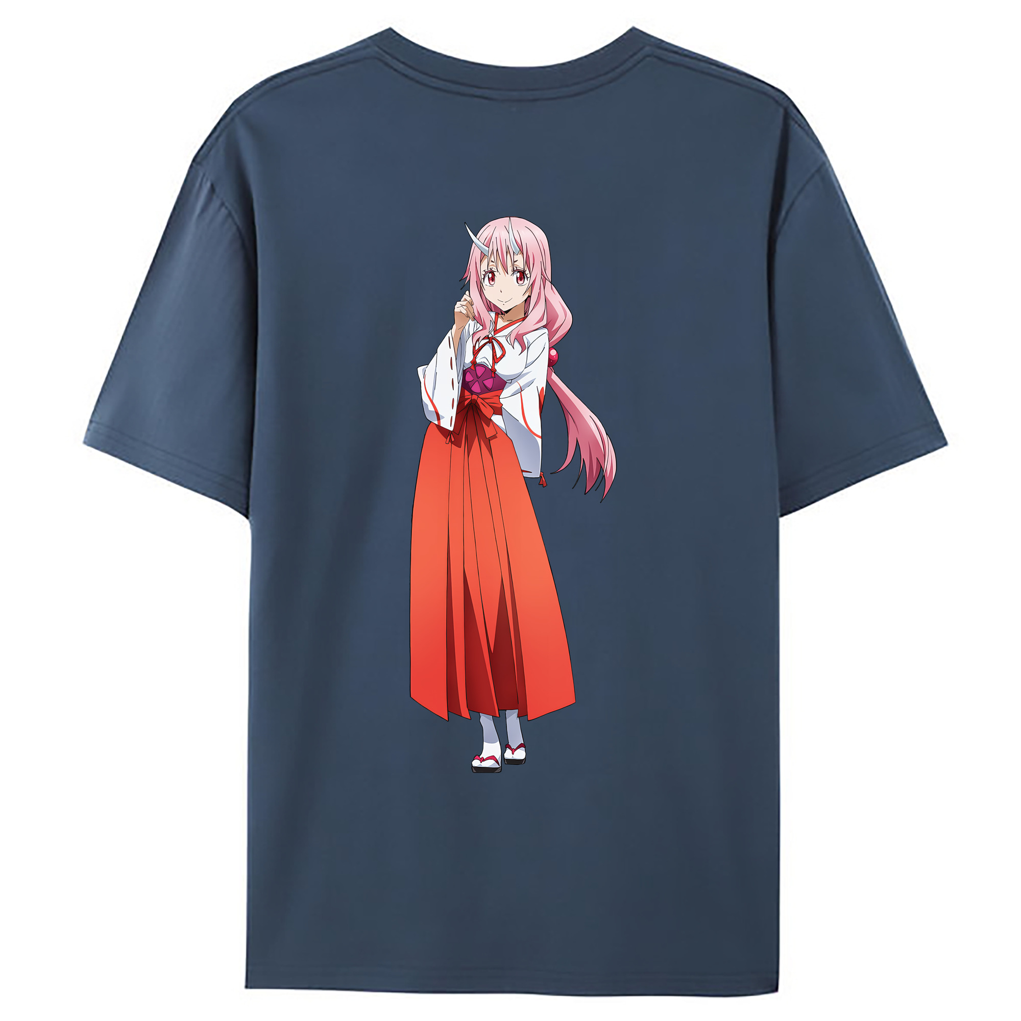 （画像用） 転スラ Regarding Reincarnated to Slime 綿100％ メンズ半袖Tシャツ（バックプリント） 通気性