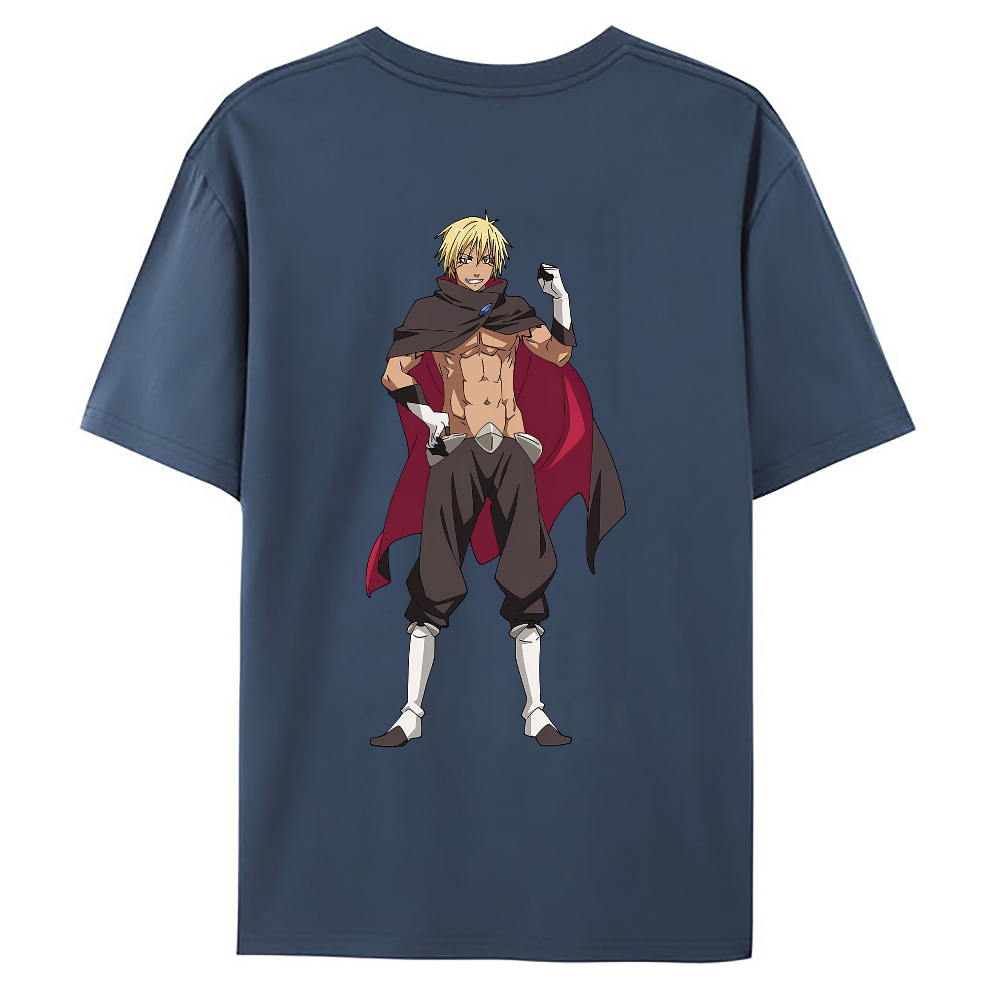 （画像用） 転スラ Regarding Reincarnated to Slime 綿100％ メンズ半袖Tシャツ（バックプリント） 通気性