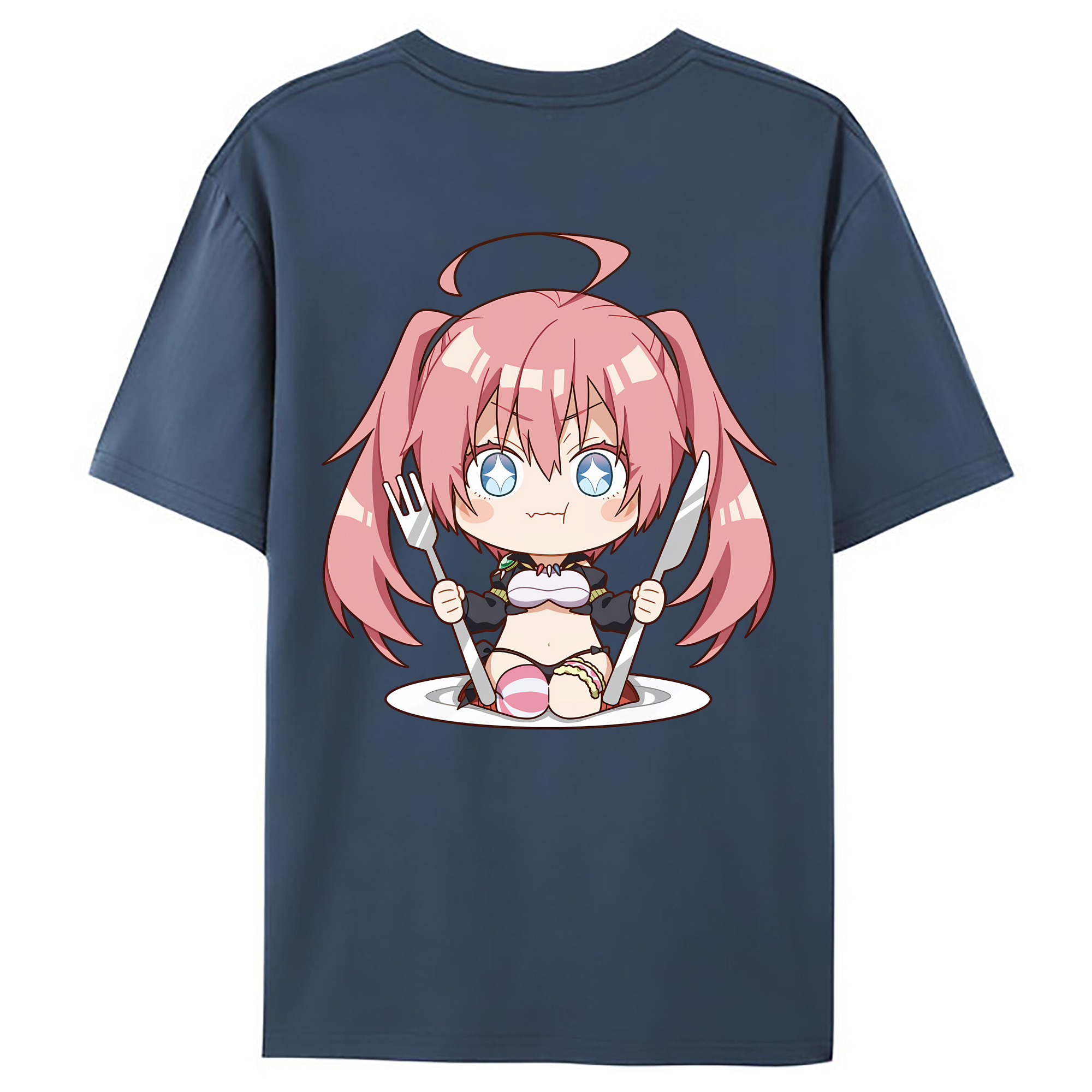 （画像用） 転スラ Regarding Reincarnated to Slime 綿100％ メンズ半袖Tシャツ（バックプリント） 通気性