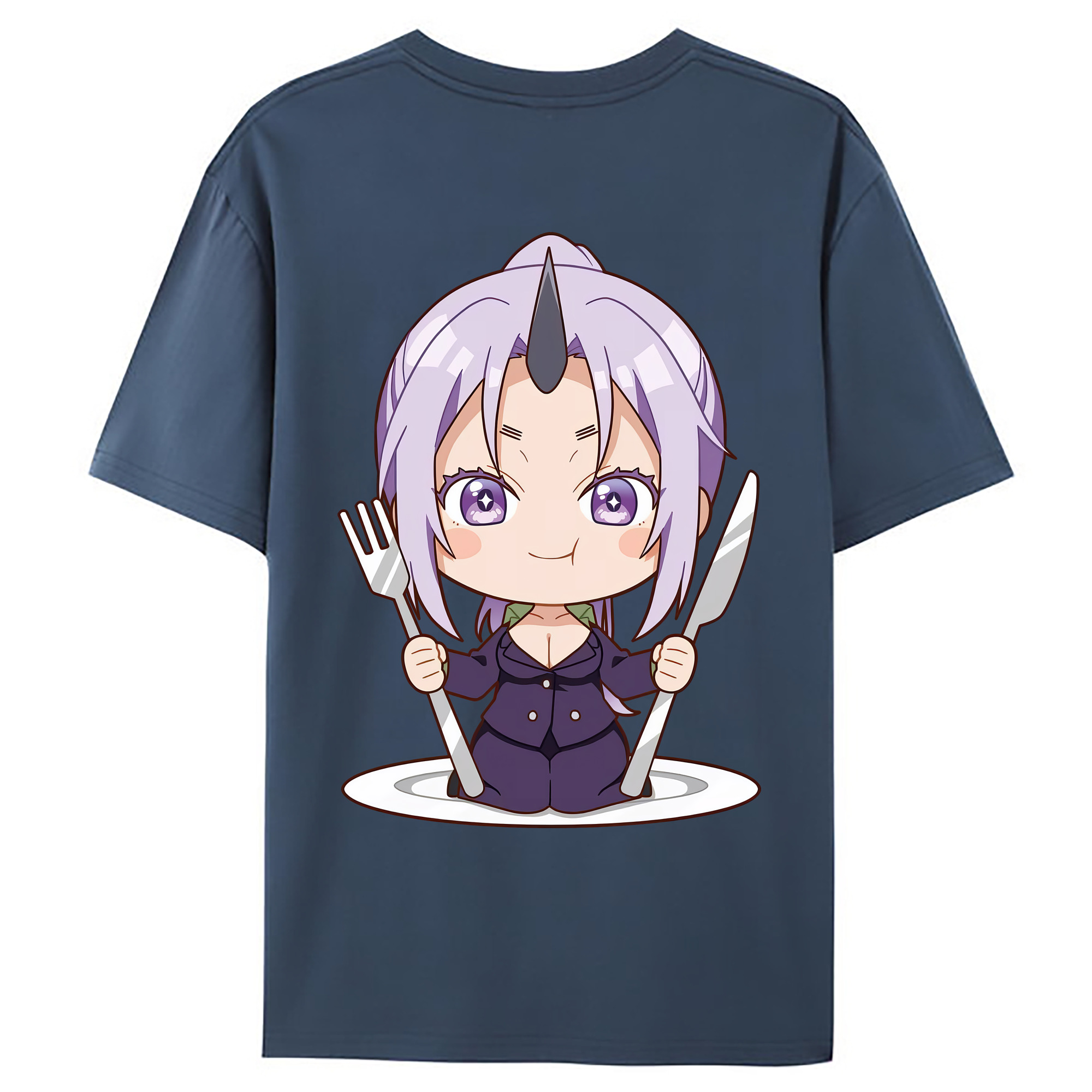 （画像用） 転スラ Regarding Reincarnated to Slime 綿100％ メンズ半袖Tシャツ（バックプリント） 通気性