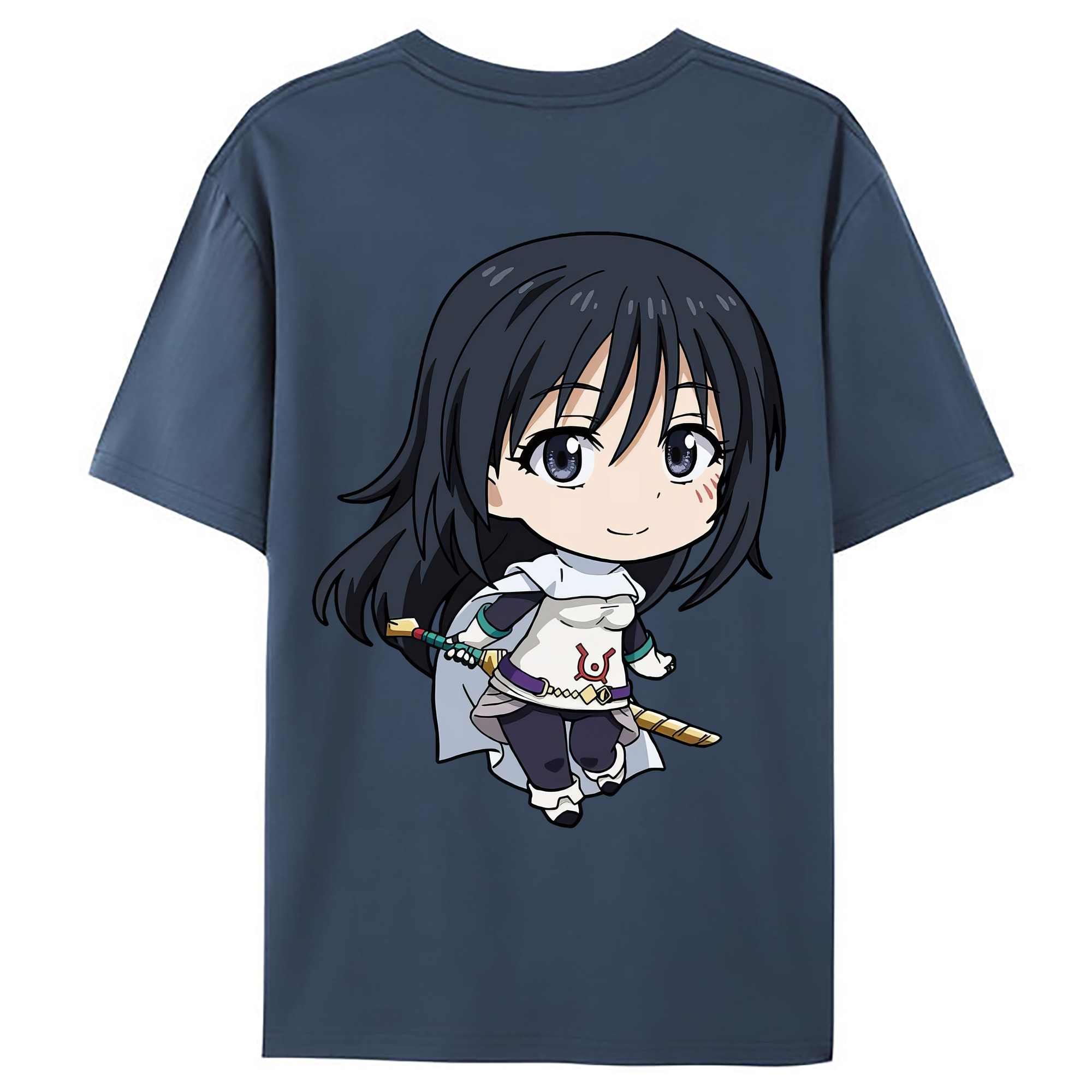（画像用） 転スラ Regarding Reincarnated to Slime 綿100％ メンズ半袖Tシャツ（バックプリント） 通気性