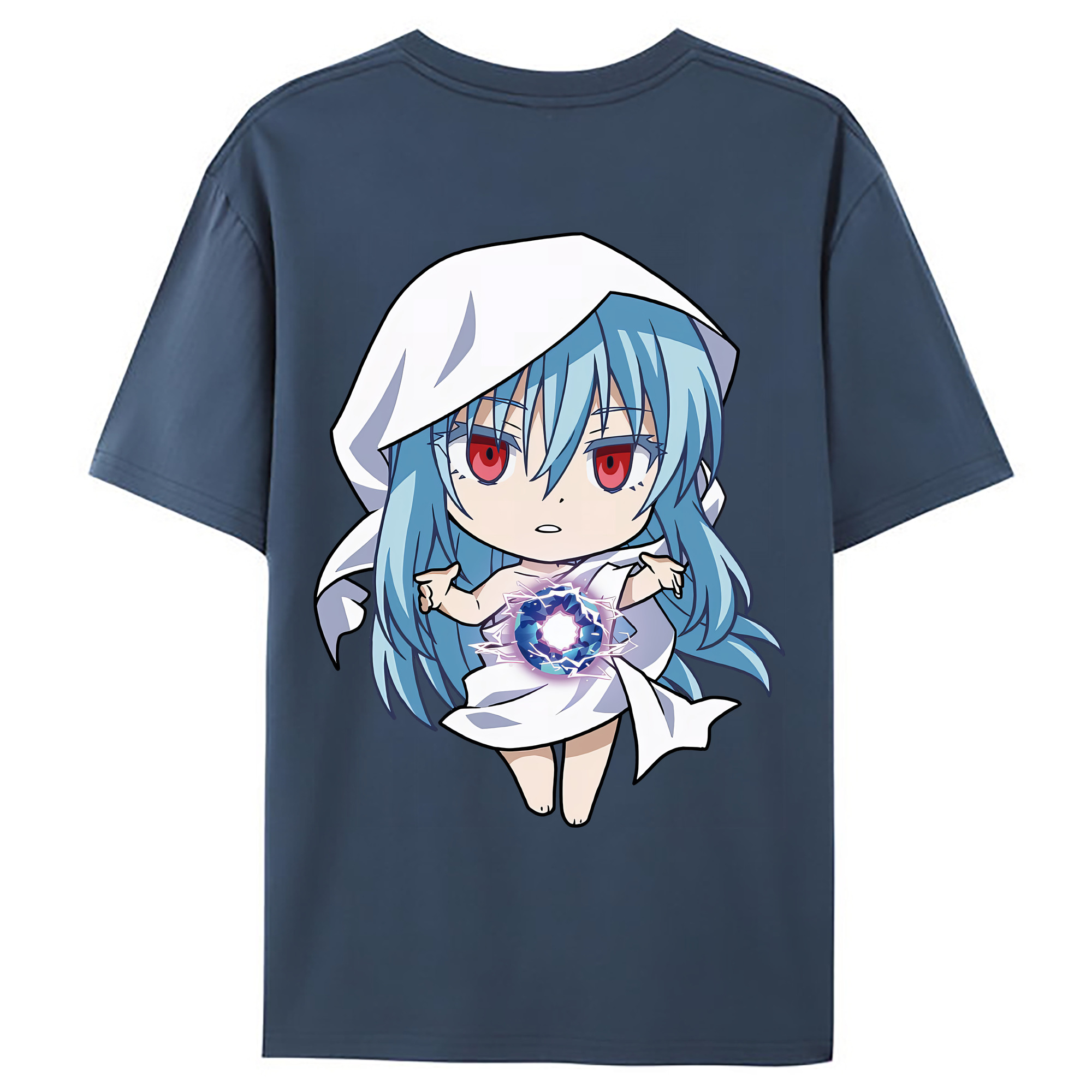 （画像用） 転スラ Regarding Reincarnated to Slime 綿100％ メンズ半袖Tシャツ（バックプリント） 通気性