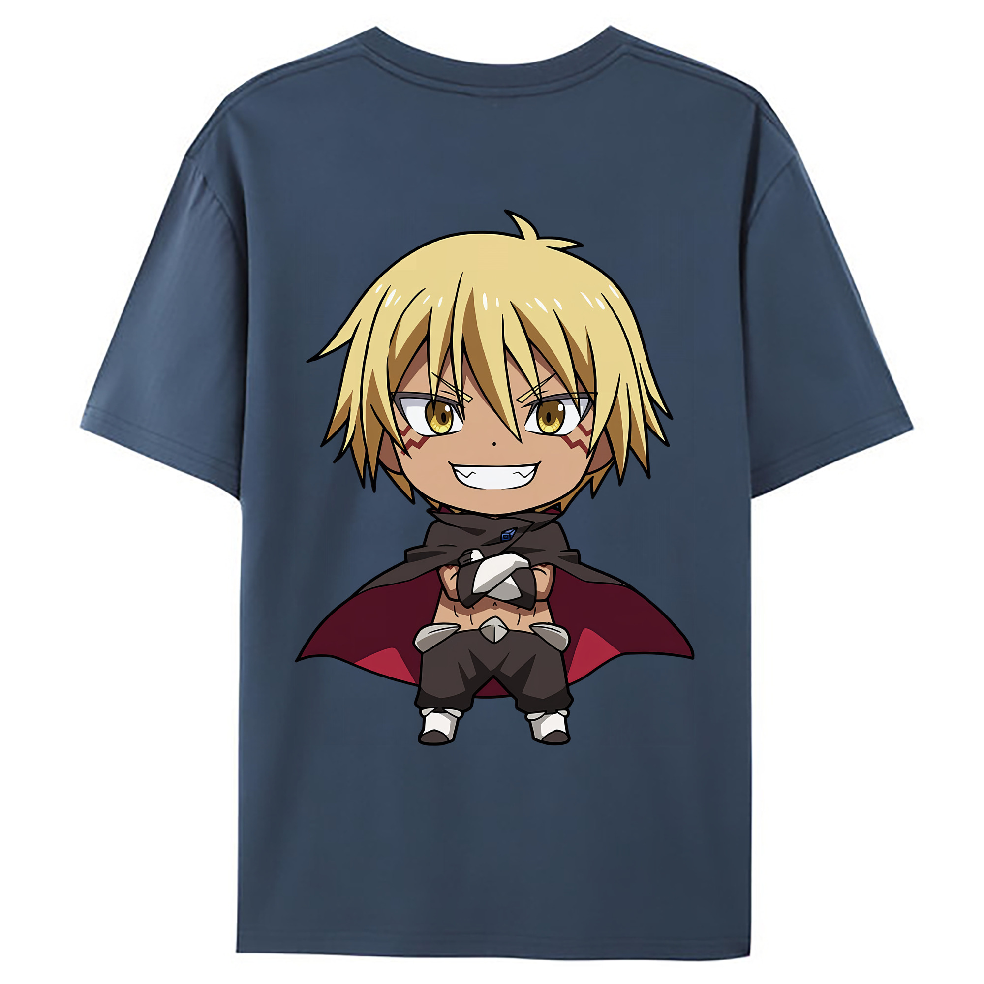 （画像用） 転スラ Regarding Reincarnated to Slime 綿100％ メンズ半袖Tシャツ（バックプリント） 通気性