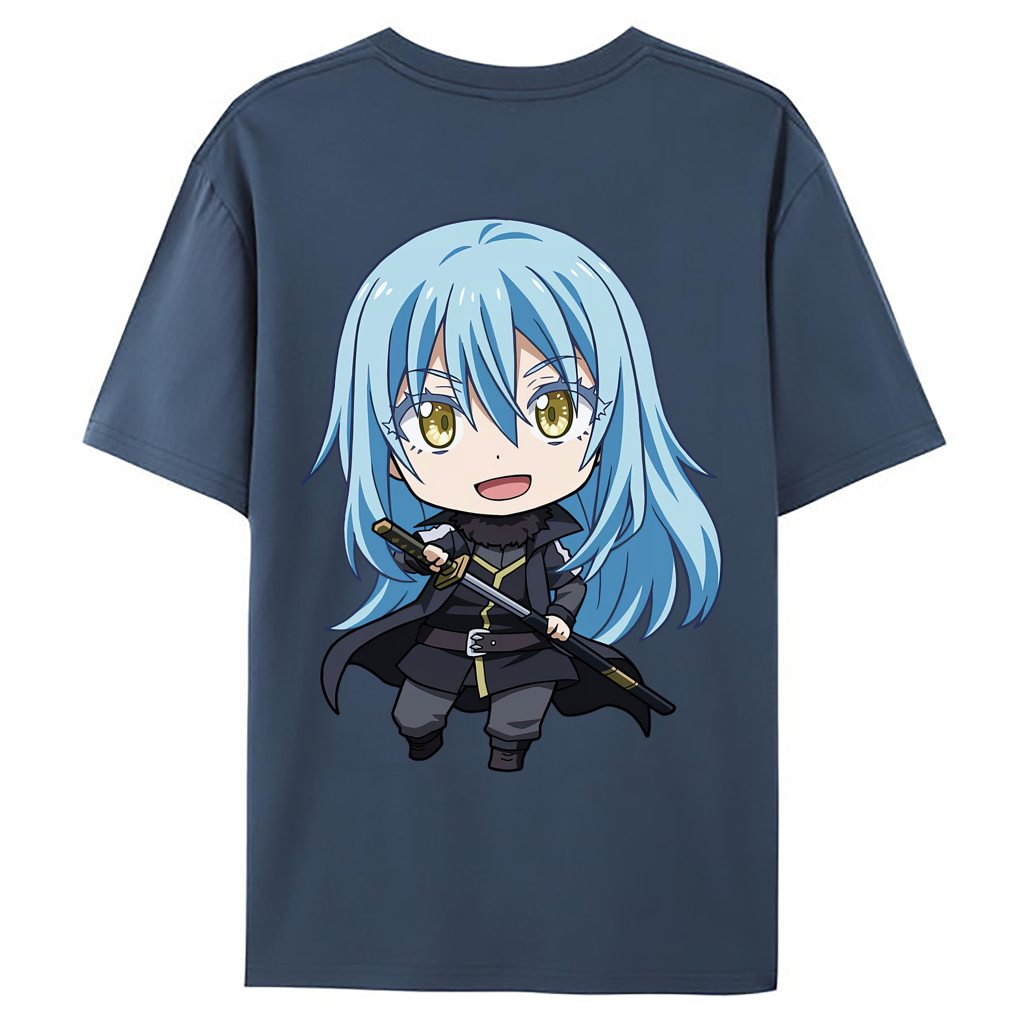 （画像用） 転スラ Regarding Reincarnated to Slime 綿100％ メンズ半袖Tシャツ（バックプリント） 通気性