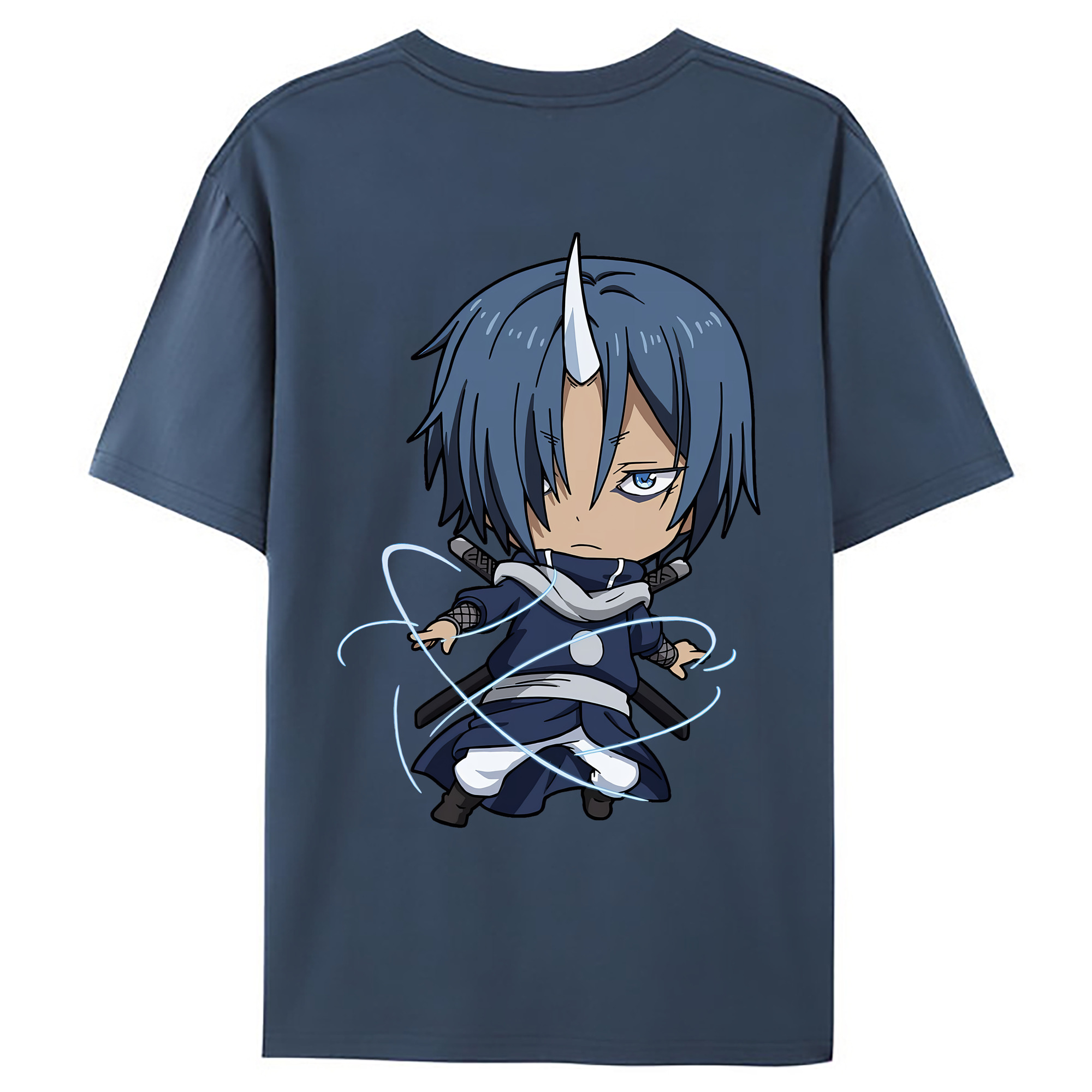 （画像用） 転スラ Regarding Reincarnated to Slime 綿100％ メンズ半袖Tシャツ（バックプリント） 通気性