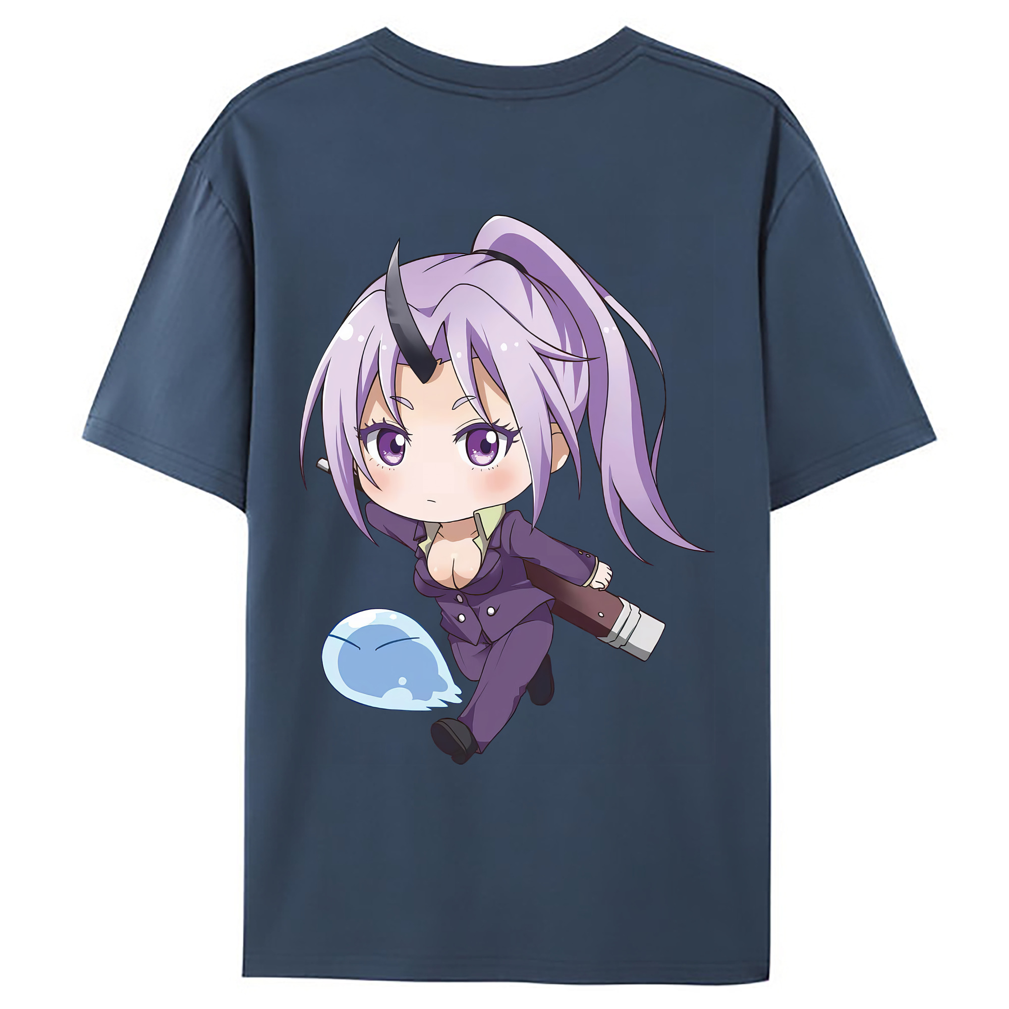 （画像用） 転スラ Regarding Reincarnated to Slime 綿100％ メンズ半袖Tシャツ（バックプリント） 通気性