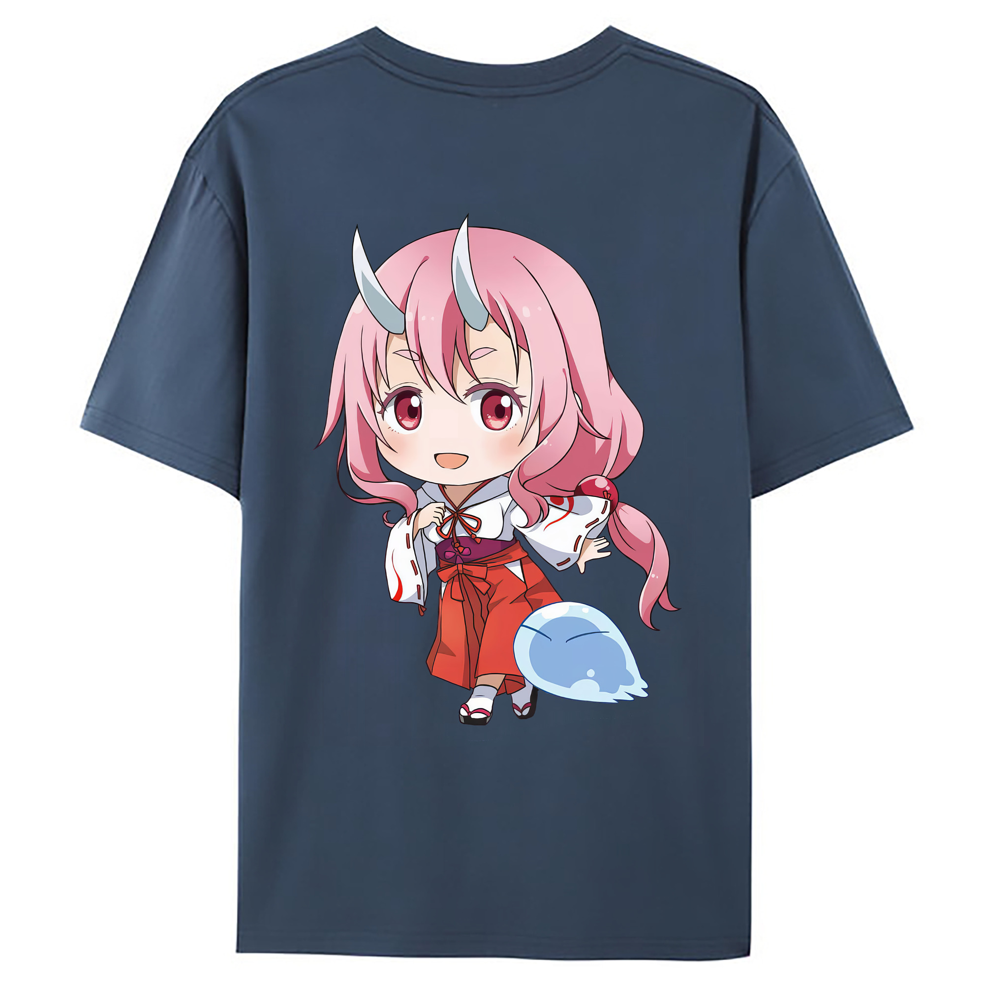 （画像用） 転スラ Regarding Reincarnated to Slime 綿100％ メンズ半袖Tシャツ（バックプリント） 通気性