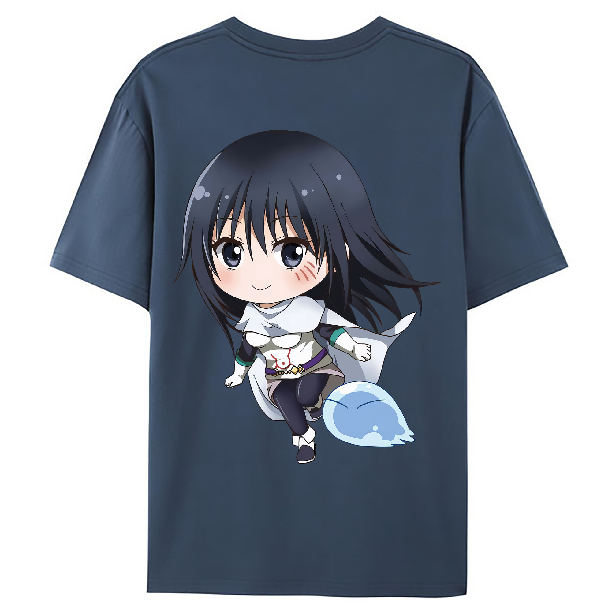 （画像用） 転スラ Regarding Reincarnated to Slime 綿100％ メンズ半袖Tシャツ（バックプリント） 通気性