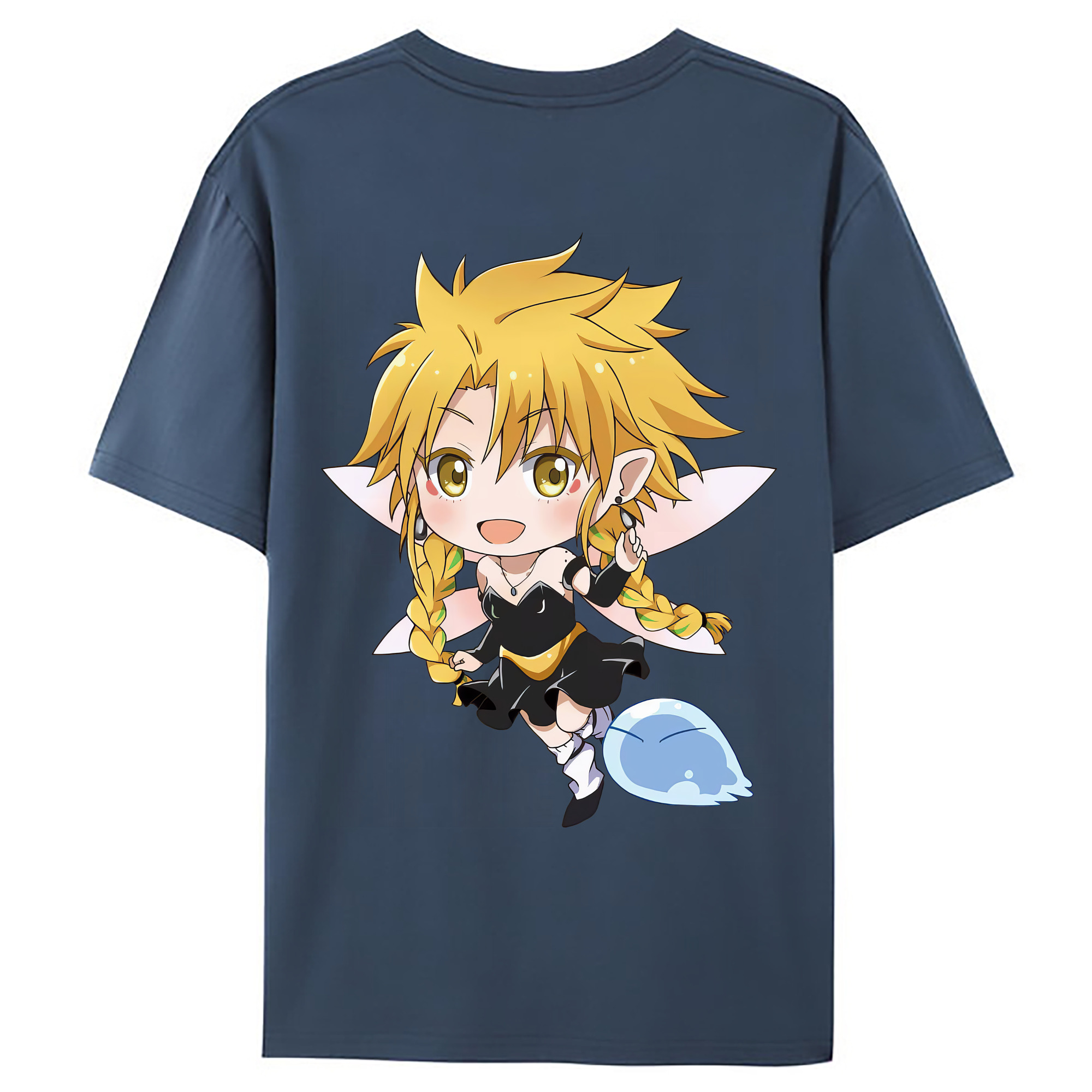 （画像用） 転スラ Regarding Reincarnated to Slime 綿100％ メンズ半袖Tシャツ（バックプリント） 通気性