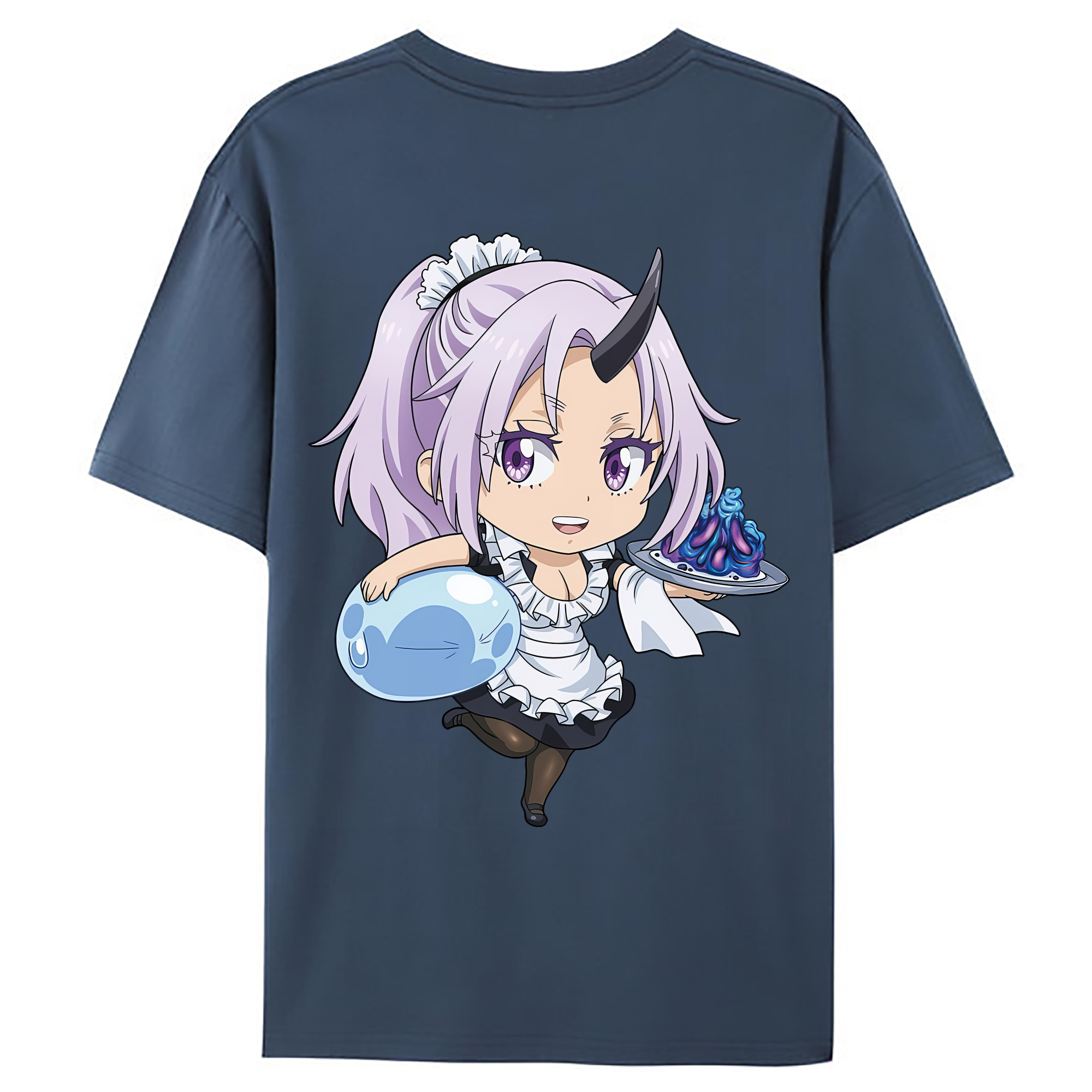 （画像用） 転スラ Regarding Reincarnated to Slime 綿100％ メンズ半袖Tシャツ（バックプリント） 通気性