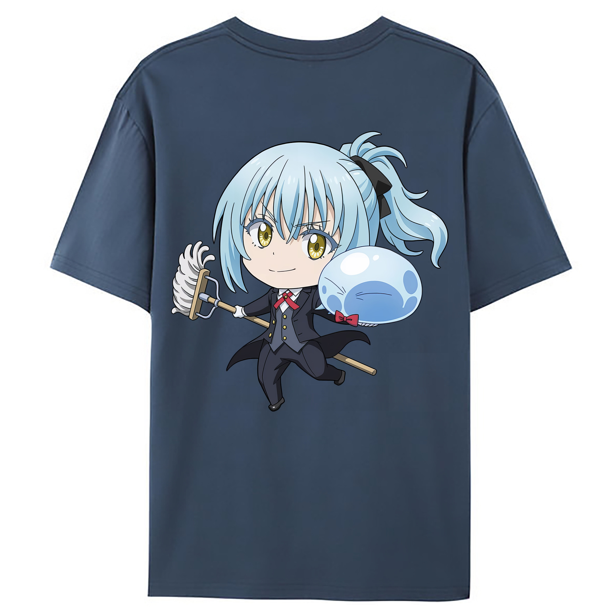 （画像用） 転スラ Regarding Reincarnated to Slime 綿100％ メンズ半袖Tシャツ（バックプリント） 通気性