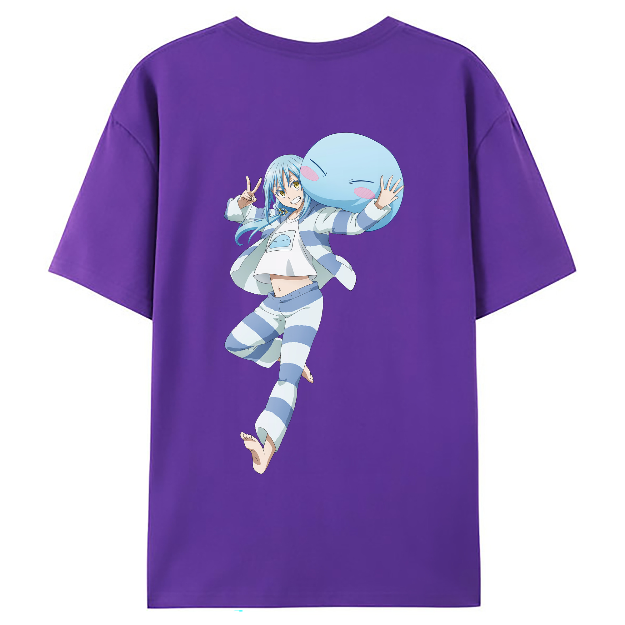 （画像用） 転スラ Regarding Reincarnated to Slime 綿100％ メンズ半袖Tシャツ（バックプリント） 通気性