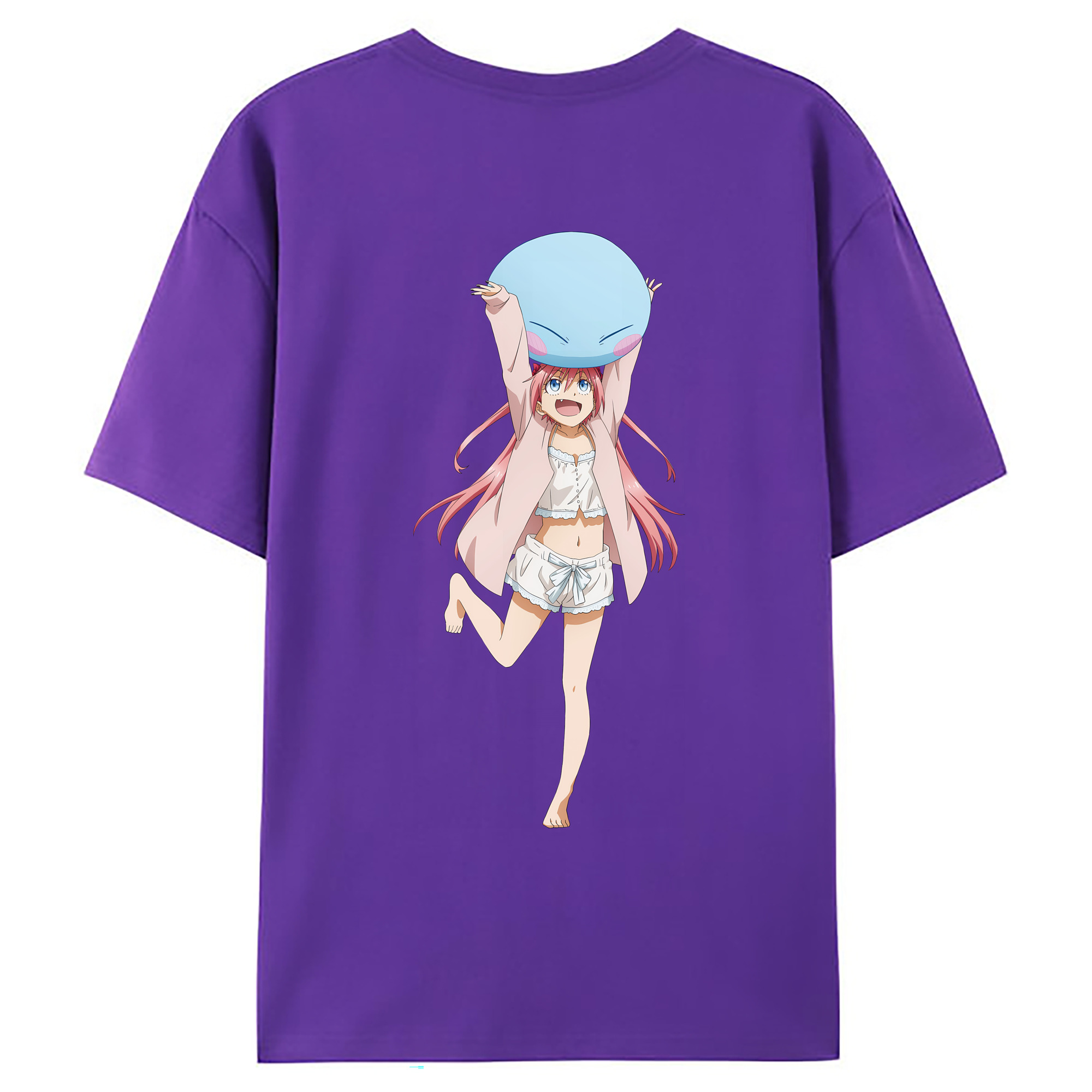 （画像用） 転スラ Regarding Reincarnated to Slime 綿100％ メンズ半袖Tシャツ（バックプリント） 通気性