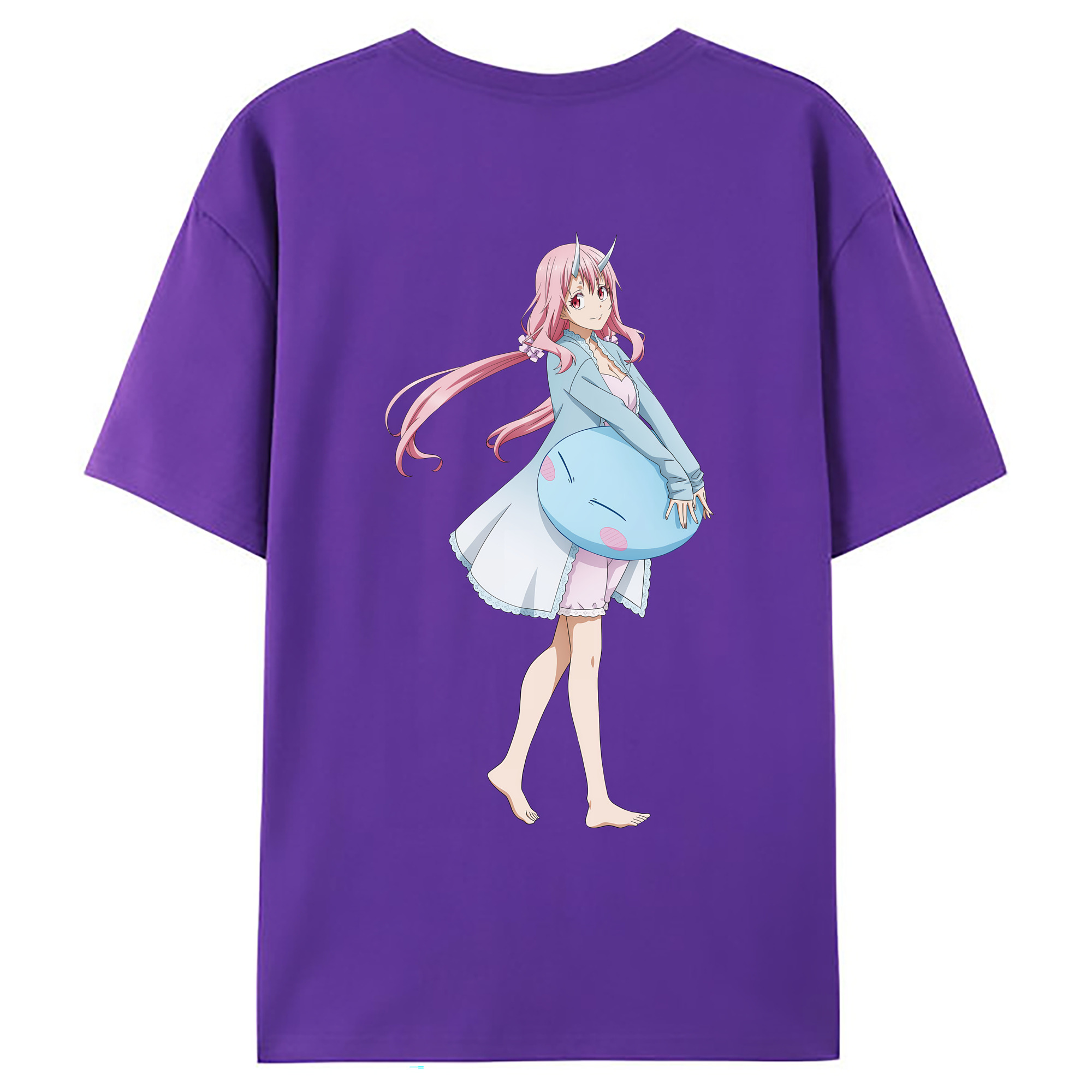（画像用） 転スラ Regarding Reincarnated to Slime 綿100％ メンズ半袖Tシャツ（バックプリント） 通気性