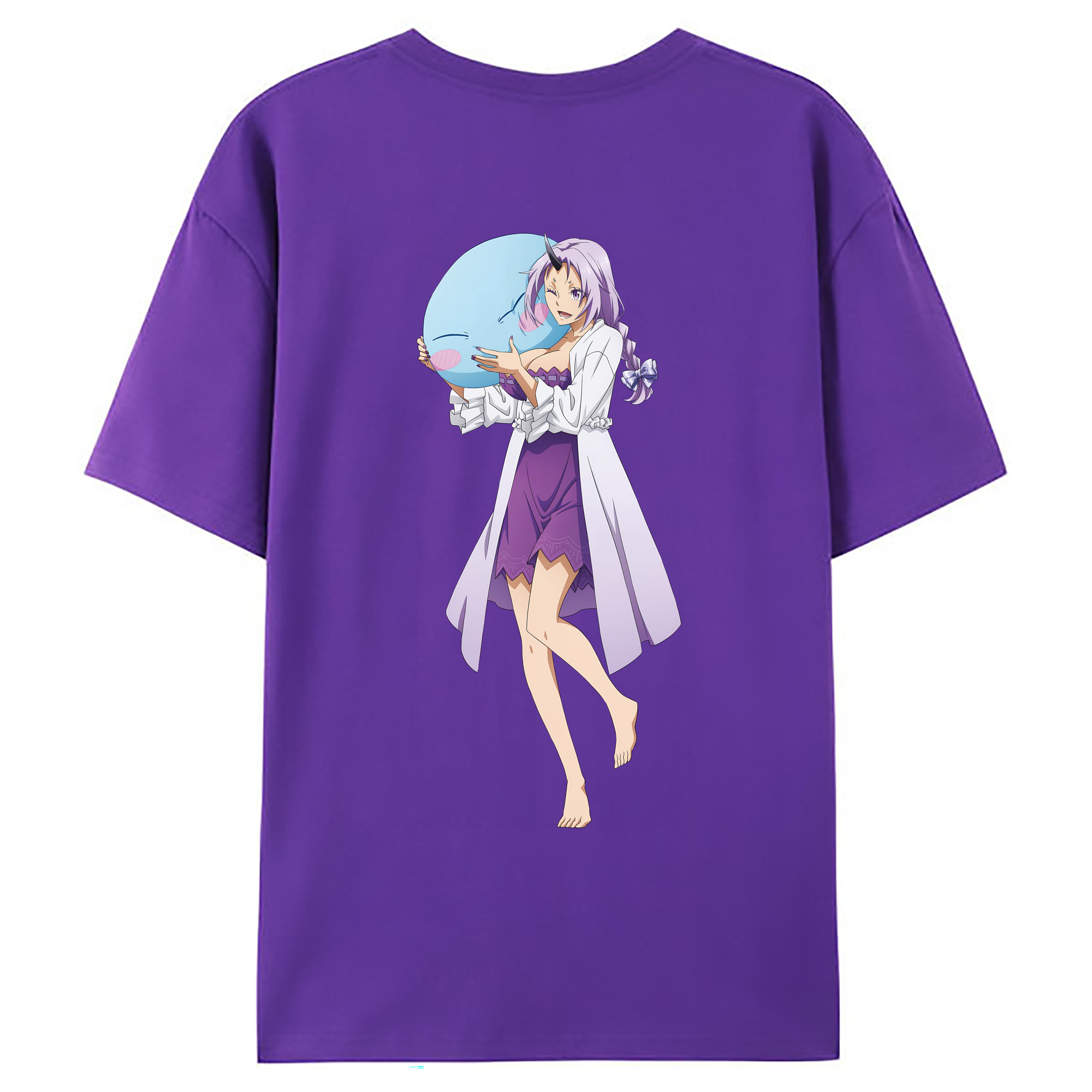 （画像用） 転スラ Regarding Reincarnated to Slime 綿100％ メンズ半袖Tシャツ（バックプリント） 通気性