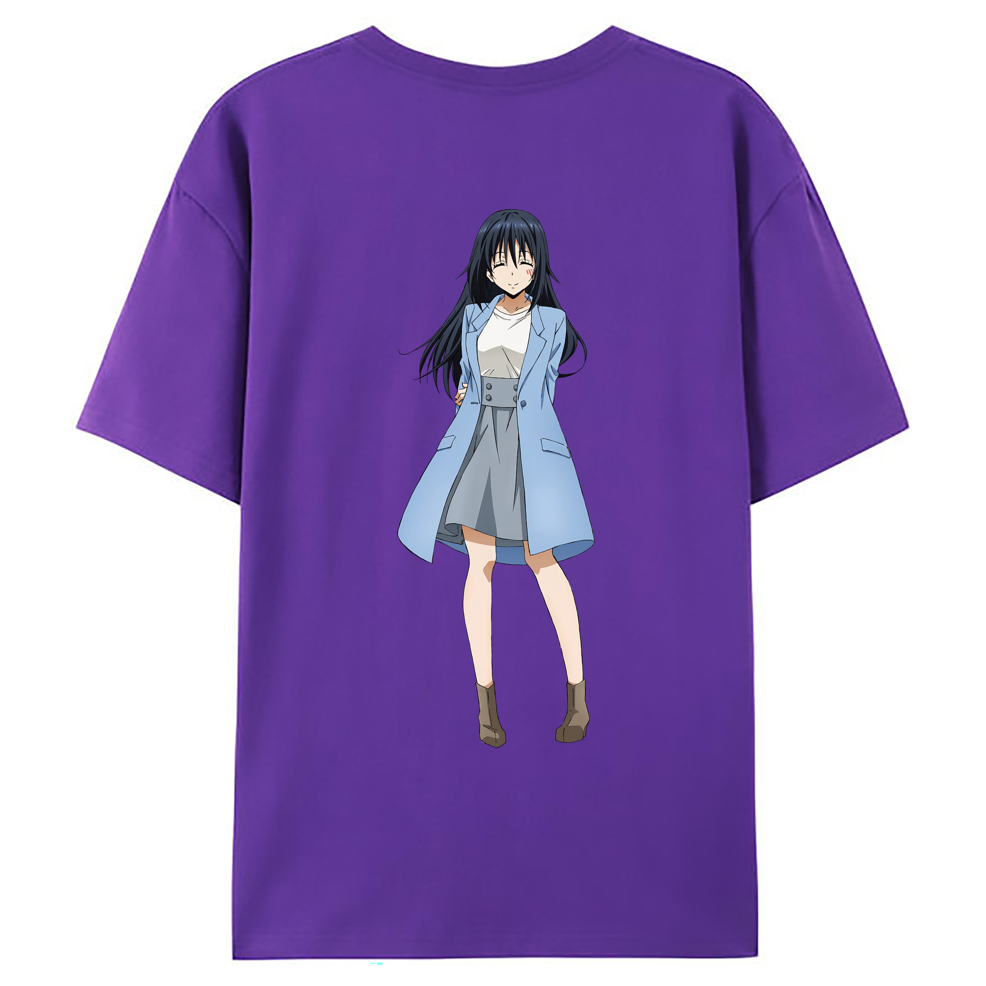 （画像用） 転スラ Regarding Reincarnated to Slime 綿100％ メンズ半袖Tシャツ（バックプリント） 通気性