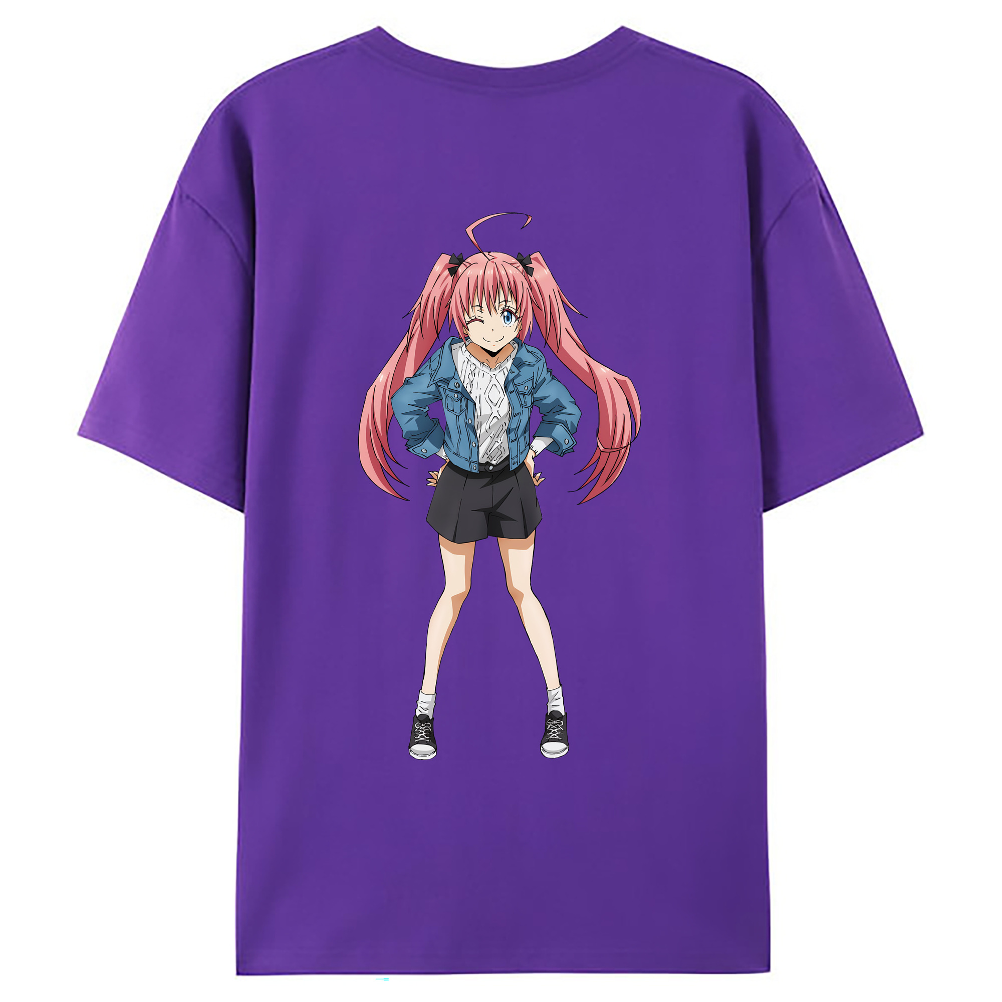 （画像用） 転スラ Regarding Reincarnated to Slime 綿100％ メンズ半袖Tシャツ（バックプリント） 通気性