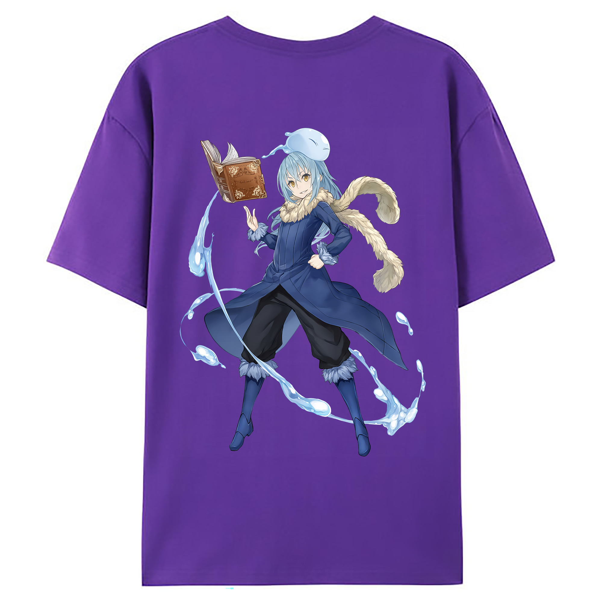 （画像用） 転スラ Regarding Reincarnated to Slime 綿100％ メンズ半袖Tシャツ（バックプリント） 通気性