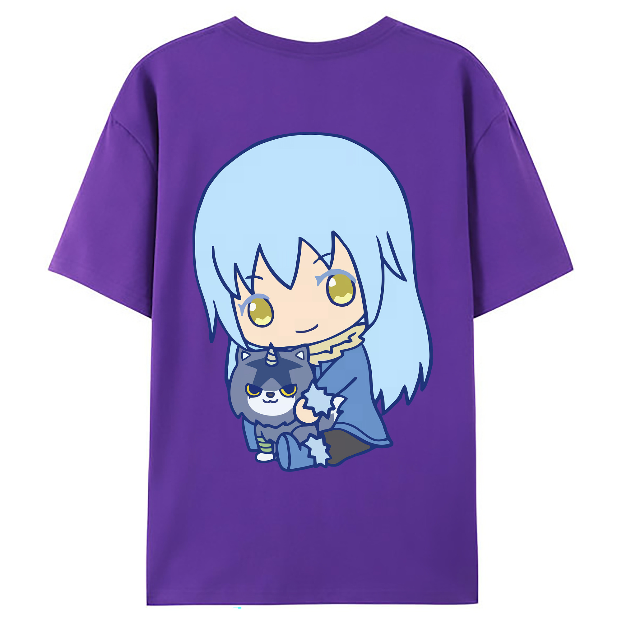 （画像用） 転スラ Regarding Reincarnated to Slime 綿100％ メンズ半袖Tシャツ（バックプリント） 通気性