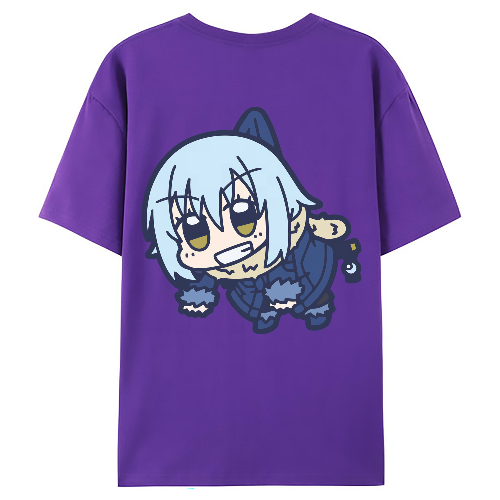（画像用） 転スラ Regarding Reincarnated to Slime 綿100％ メンズ半袖Tシャツ（バックプリント） 通気性