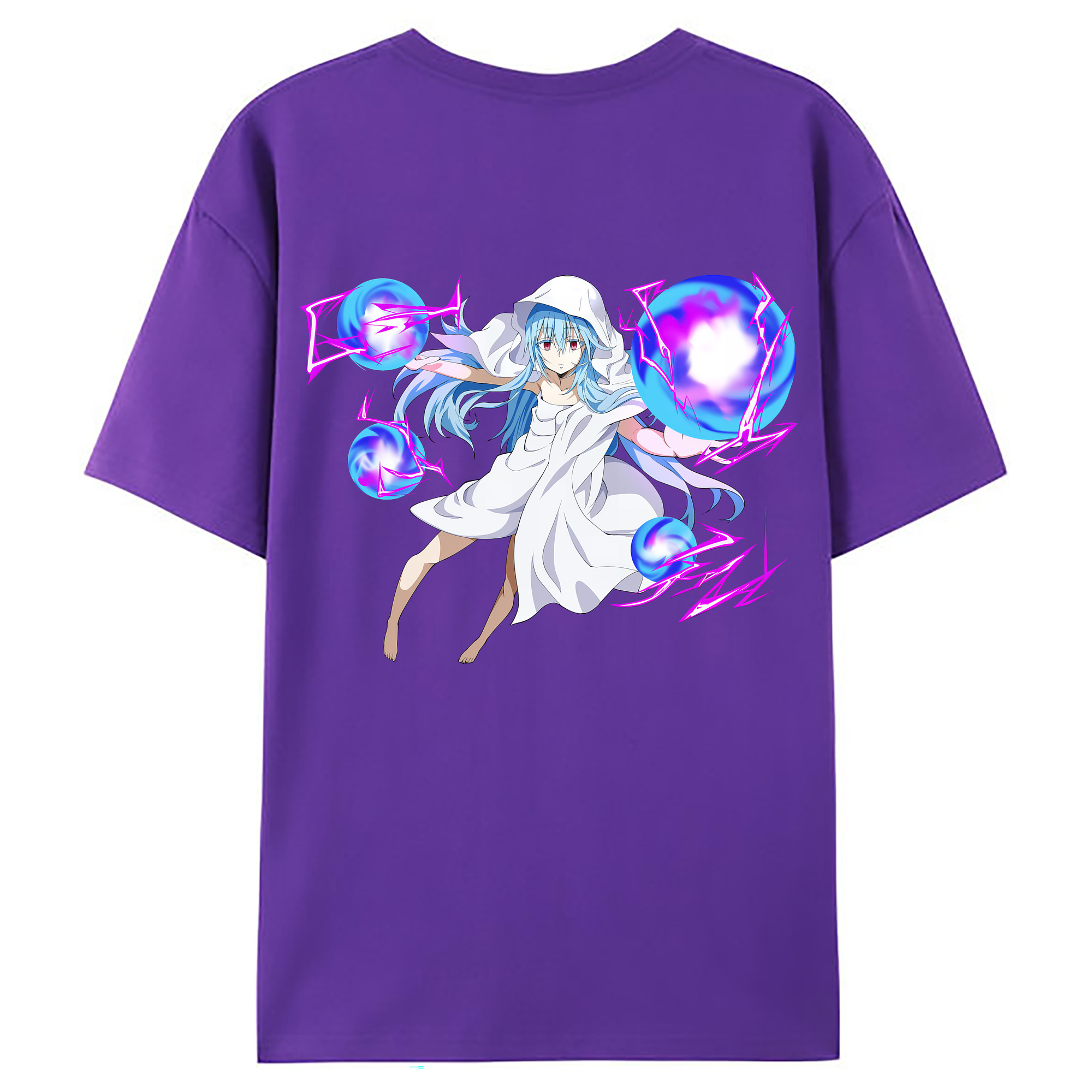 （画像用） 転スラ Regarding Reincarnated to Slime 綿100％ メンズ半袖Tシャツ（バックプリント） 通気性