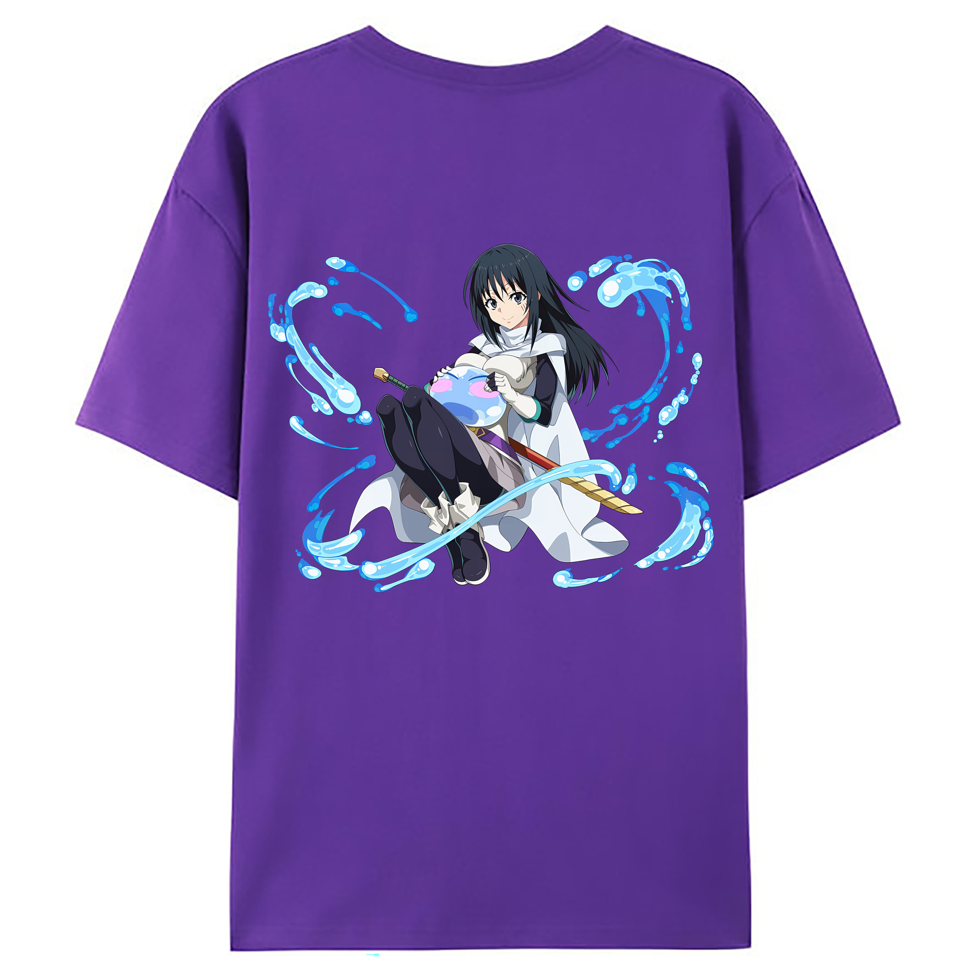 （画像用） 転スラ Regarding Reincarnated to Slime 綿100％ メンズ半袖Tシャツ（バックプリント） 通気性