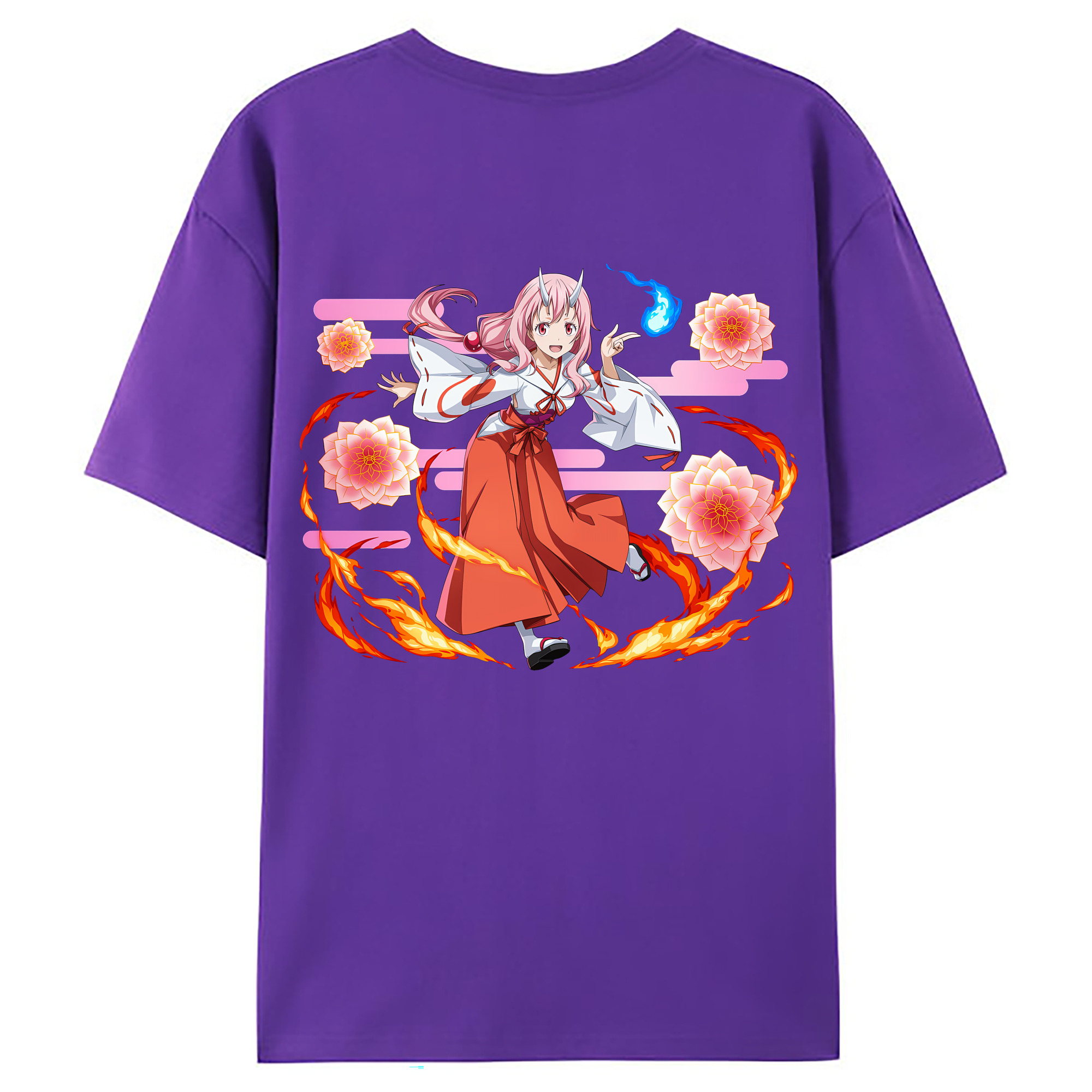 （画像用） 転スラ Regarding Reincarnated to Slime 綿100％ メンズ半袖Tシャツ（バックプリント） 通気性