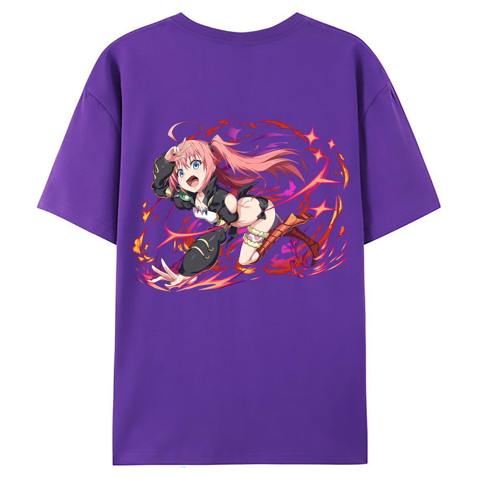 （画像用） 転スラ Regarding Reincarnated to Slime 綿100％ メンズ半袖Tシャツ（バックプリント） 通気性