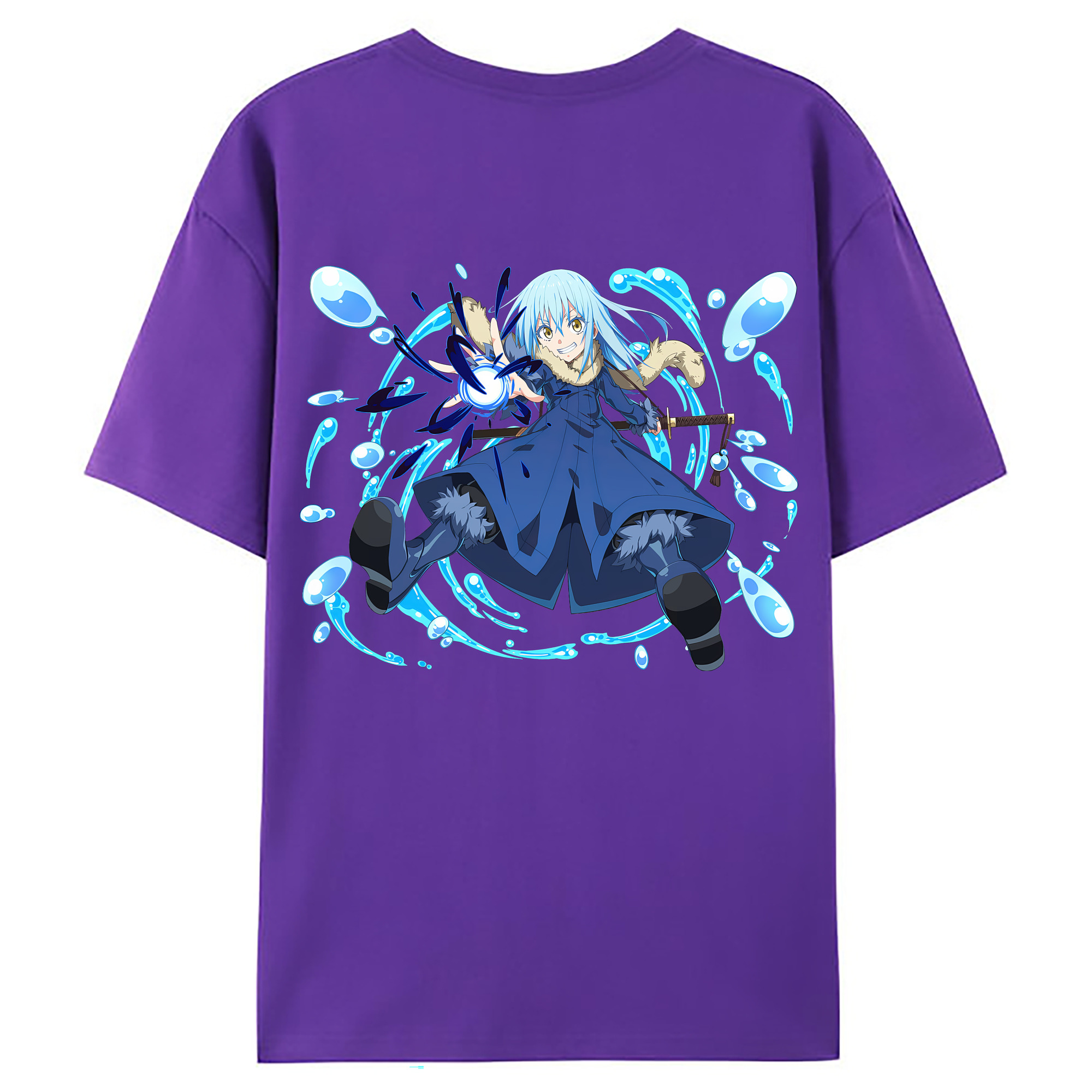 （画像用） 転スラ Regarding Reincarnated to Slime 綿100％ メンズ半袖Tシャツ（バックプリント） 通気性