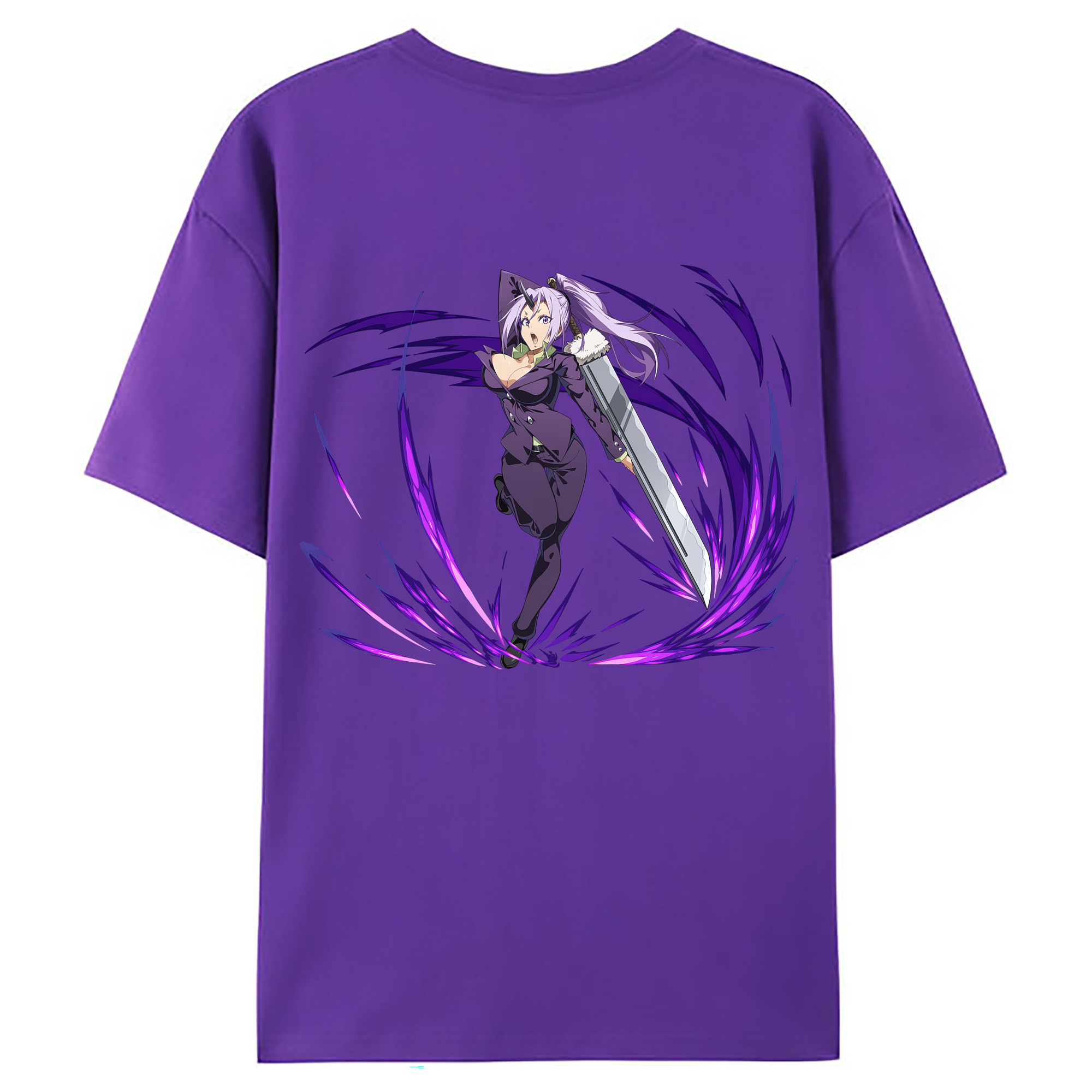 （画像用） 転スラ Regarding Reincarnated to Slime 綿100％ メンズ半袖Tシャツ（バックプリント） 通気性